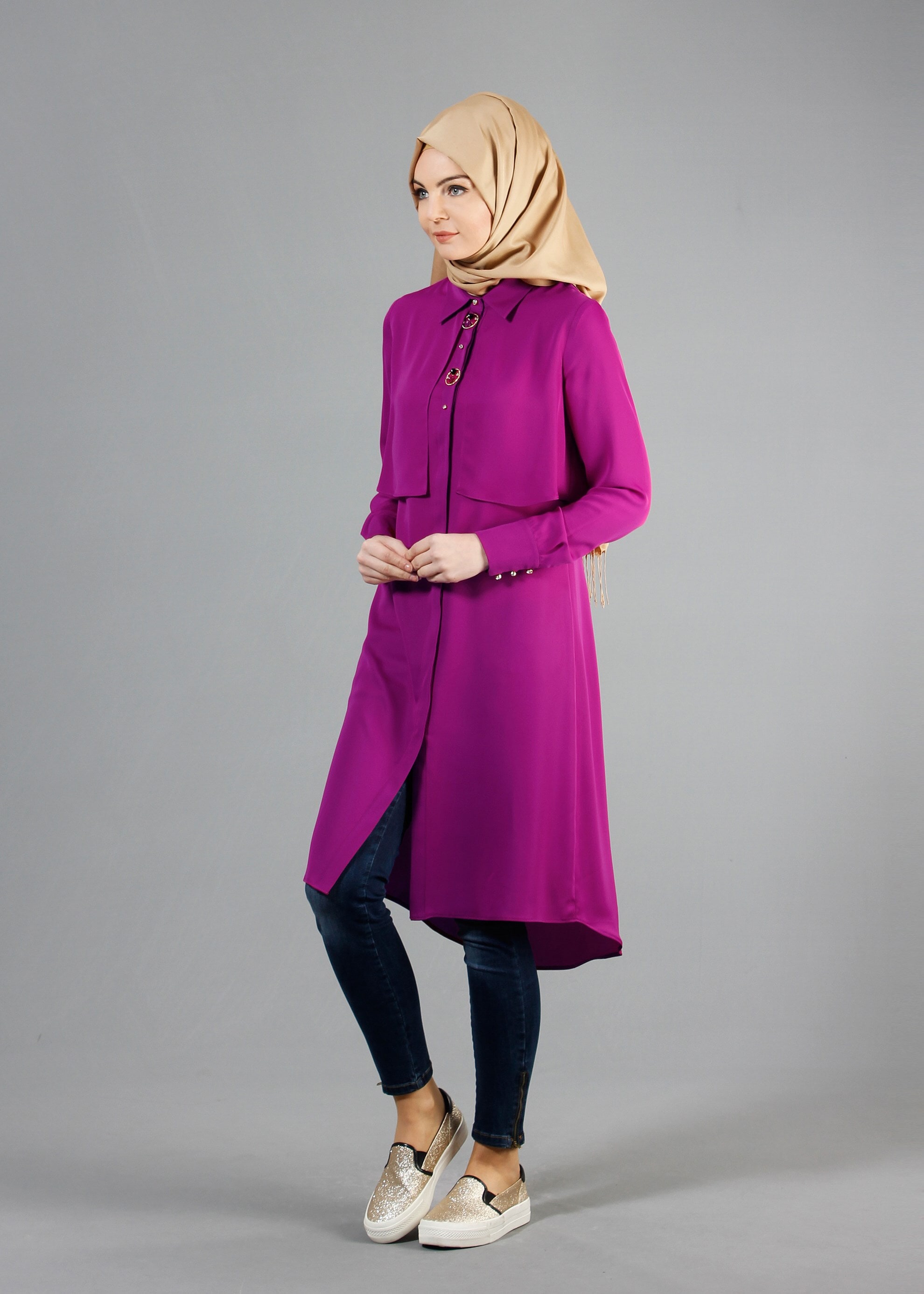 Tesettür giyim MOR 4371 NEPAL 7575 TUNİK 38/44 TEK40