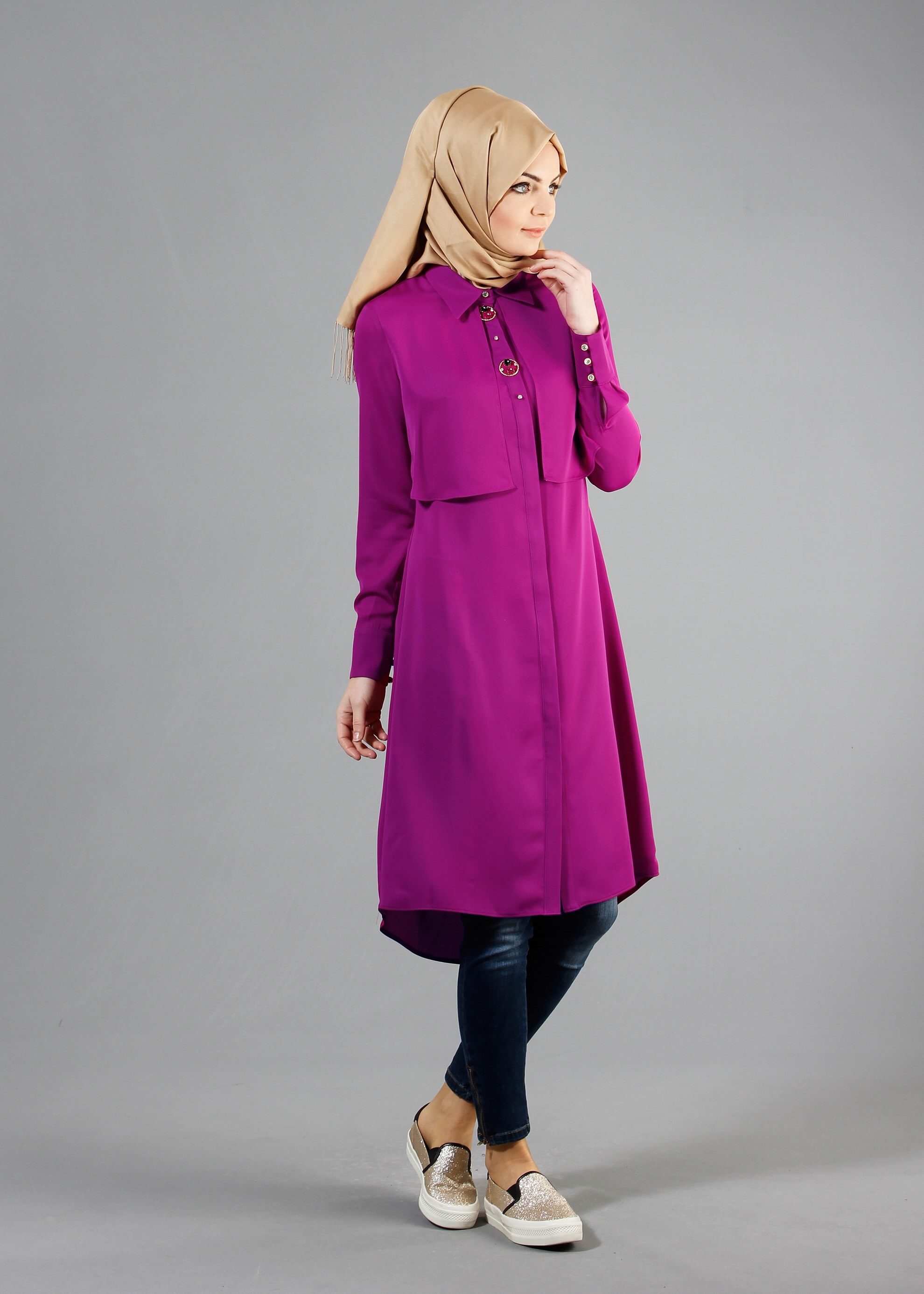 Tesettür giyim MOR 4371 NEPAL 7575 TUNİK 38/44 TEK40