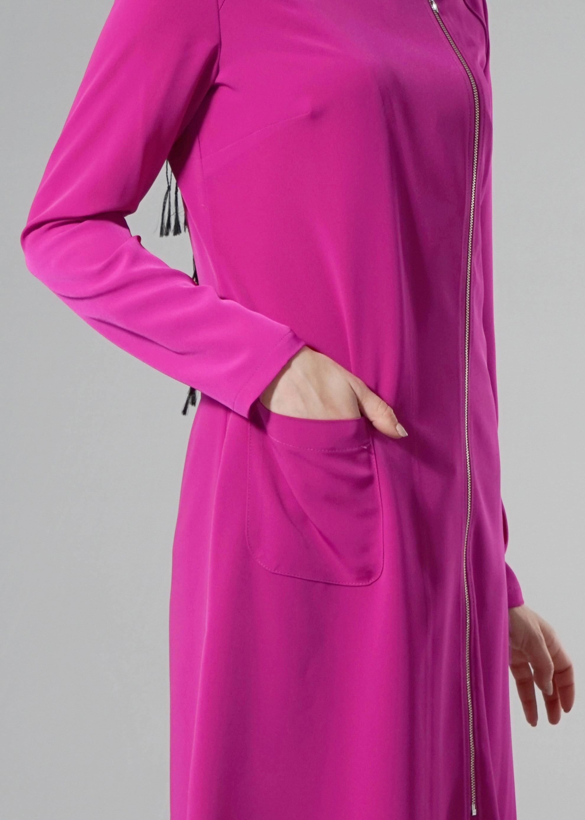 Tesettür giyim FUŞYA 4382 CREP CUPRA TUNİK 38/46 TEK40