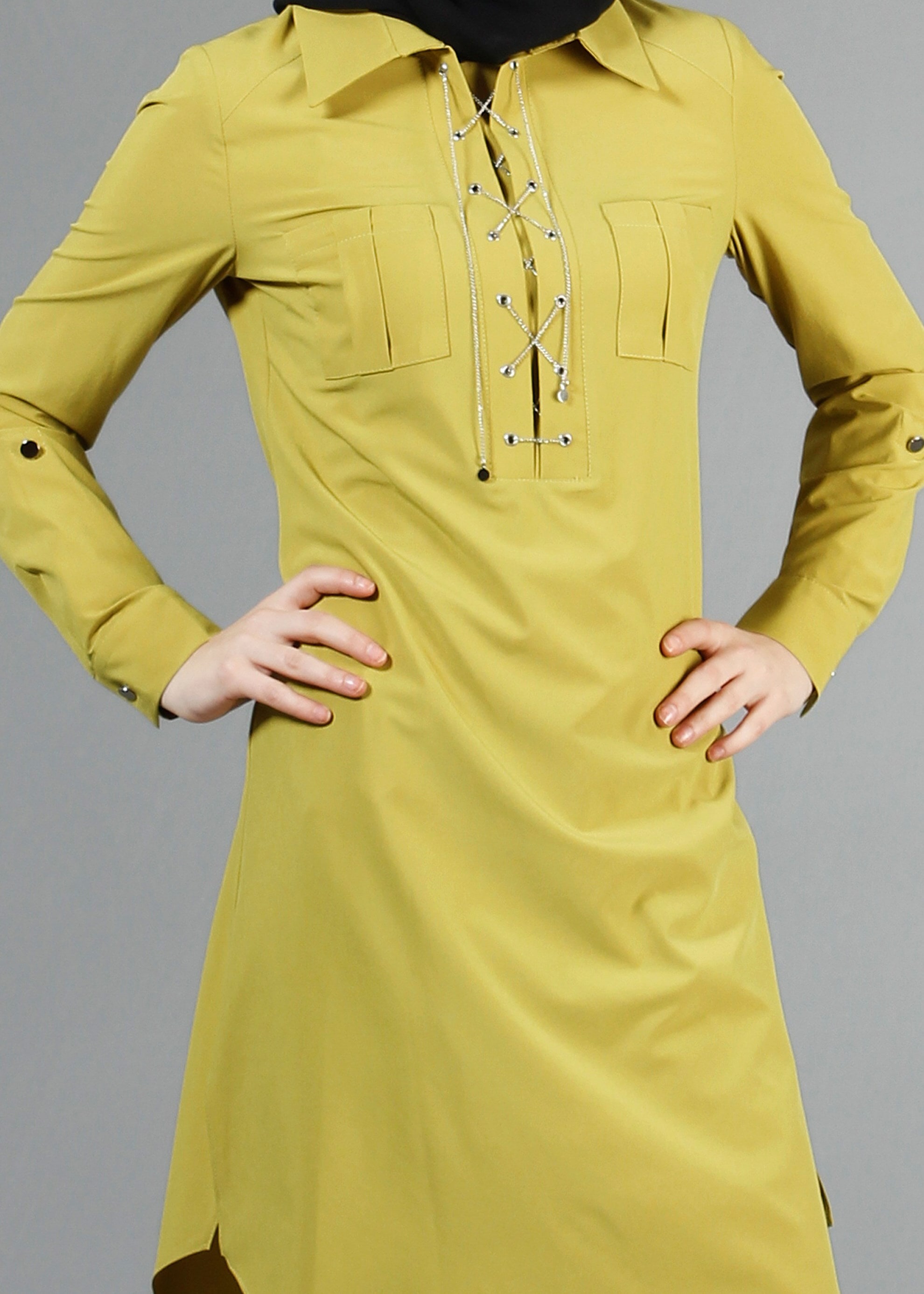 Tesettür giyim YEŞİL 4384 Eleta Tesettür Tunik  36/44(38-40) TEK42