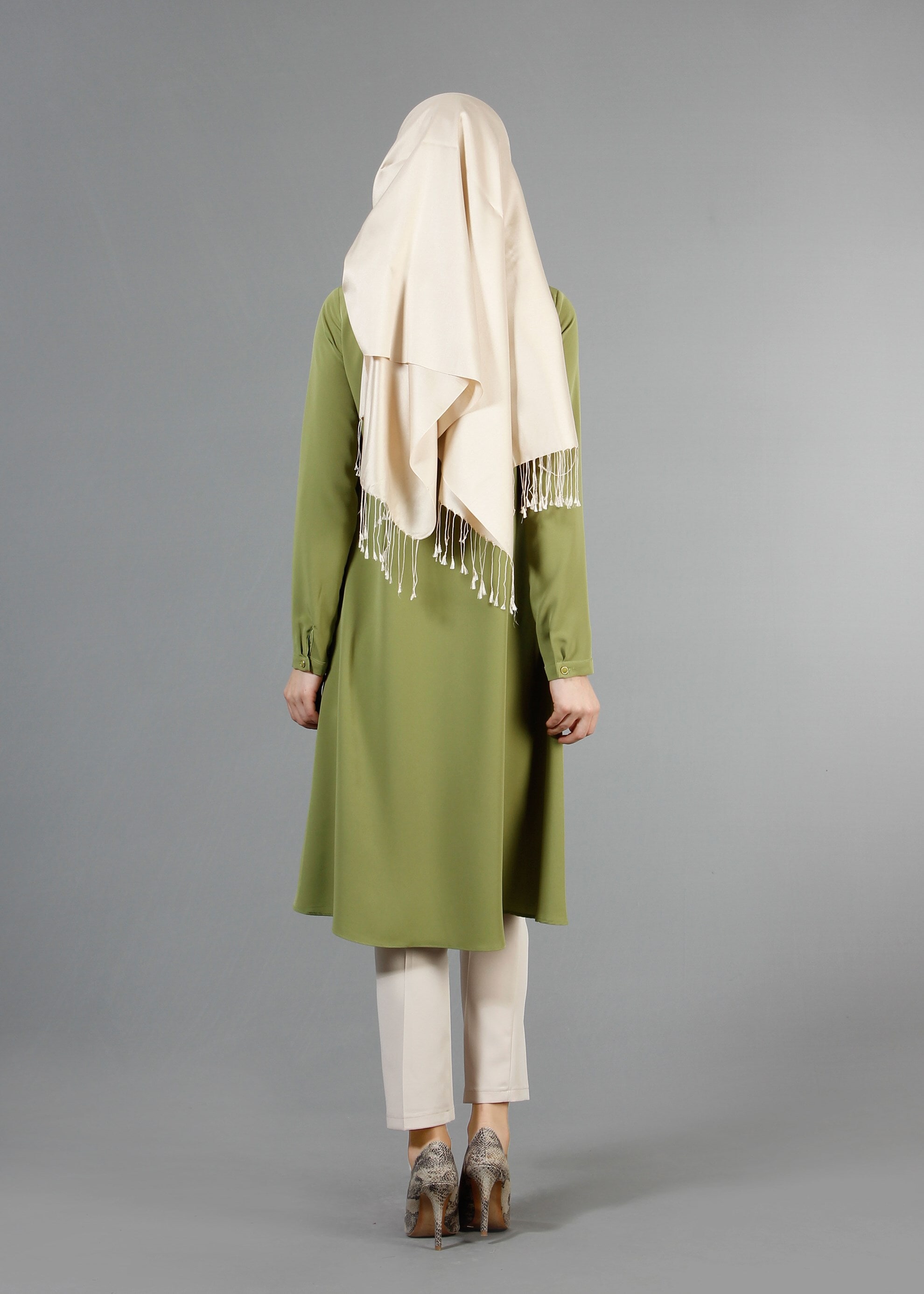 Tesettür giyim HAKİ 4403 Criss Tesettür Tunik 38/46