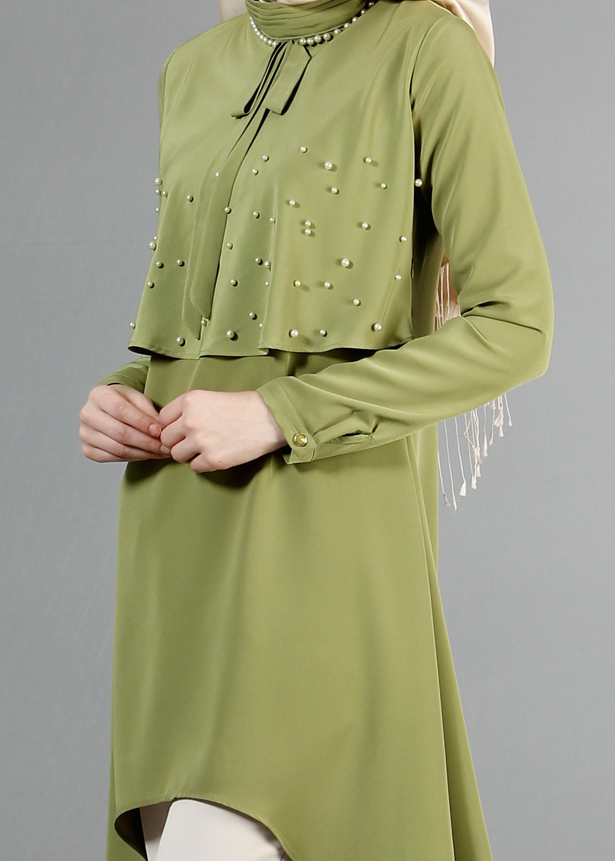 Tesettür giyim HAKİ 4403 Criss Tesettür Tunik 38/46