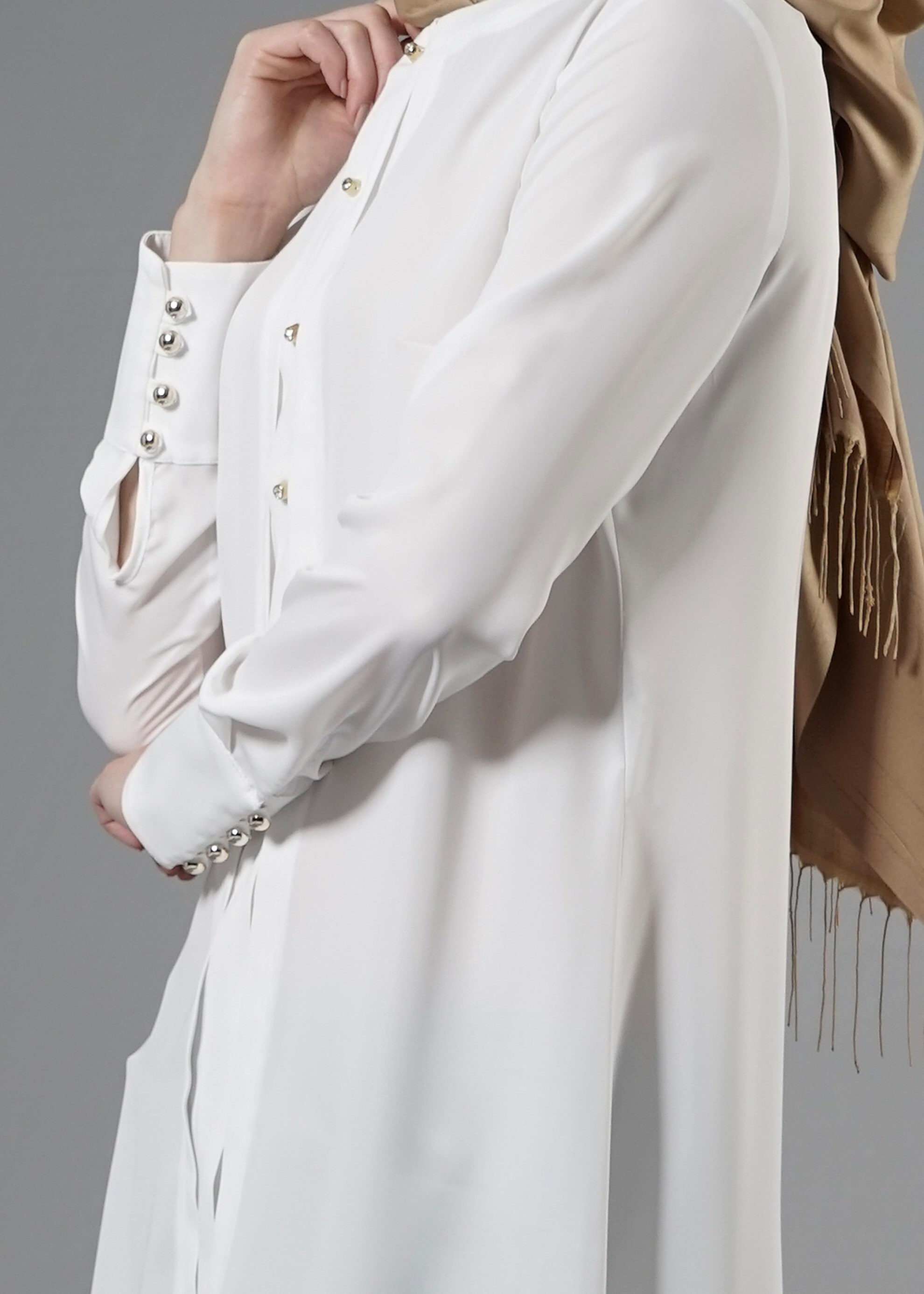 Tesettür giyim BEYAZ GÖMLEK YAKA TUNİK 4412