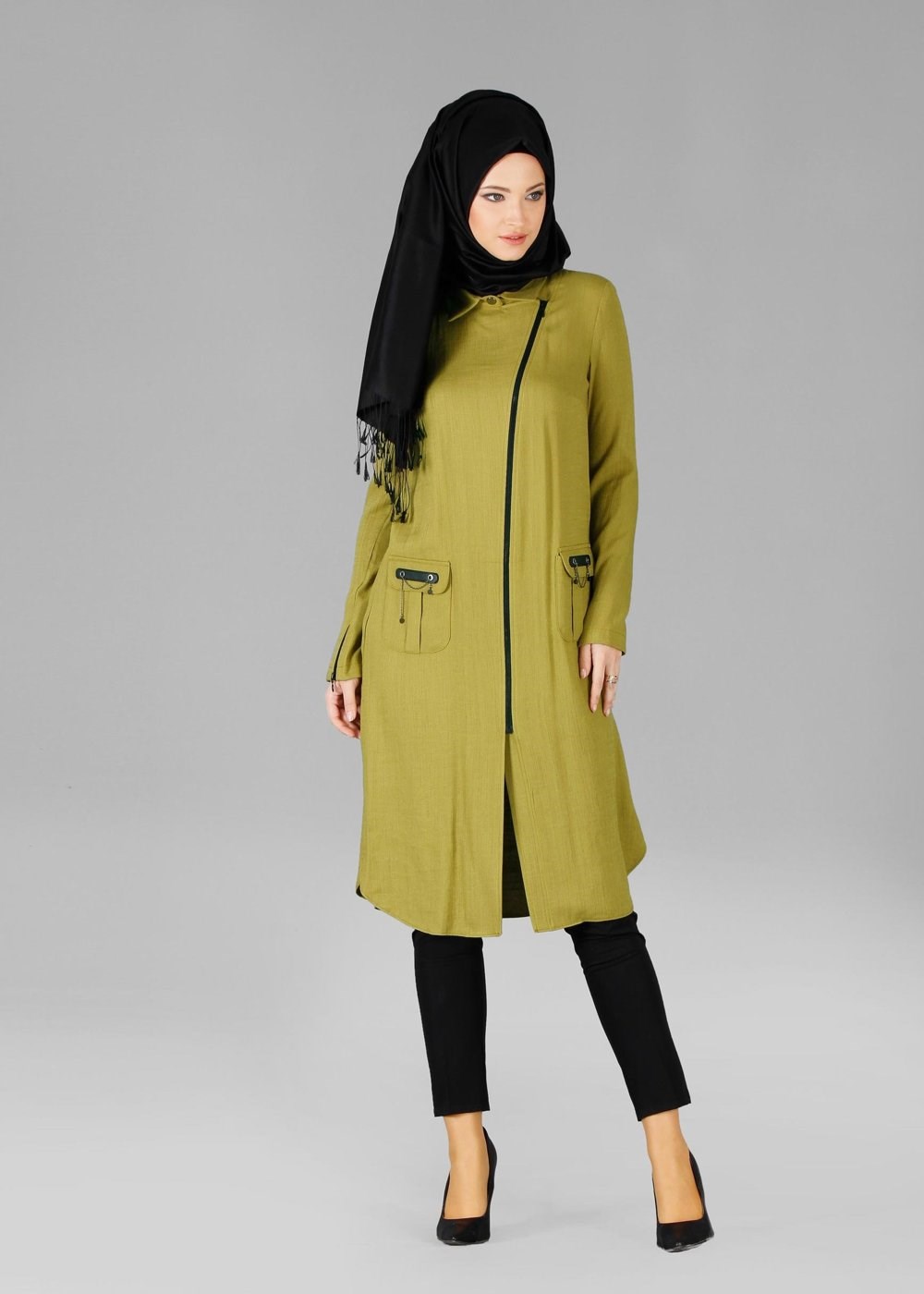 Tesettür giyim YEŞİL 4422 Ezgim Tesettür Tunik 38/46 TEK40