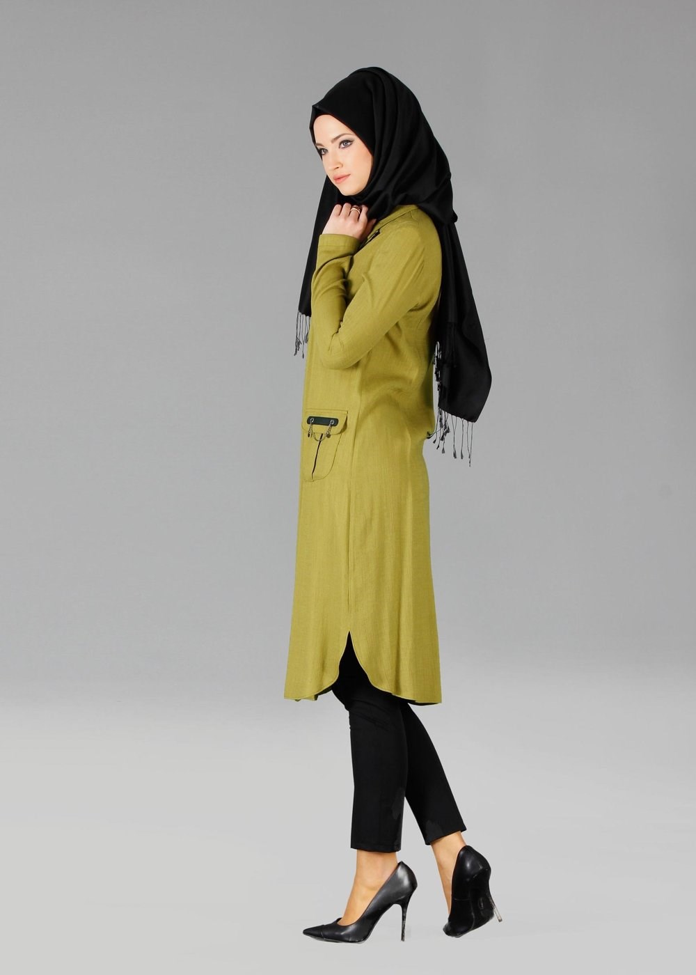 Tesettür giyim YEŞİL 4422 Ezgim Tesettür Tunik 38/46 TEK40