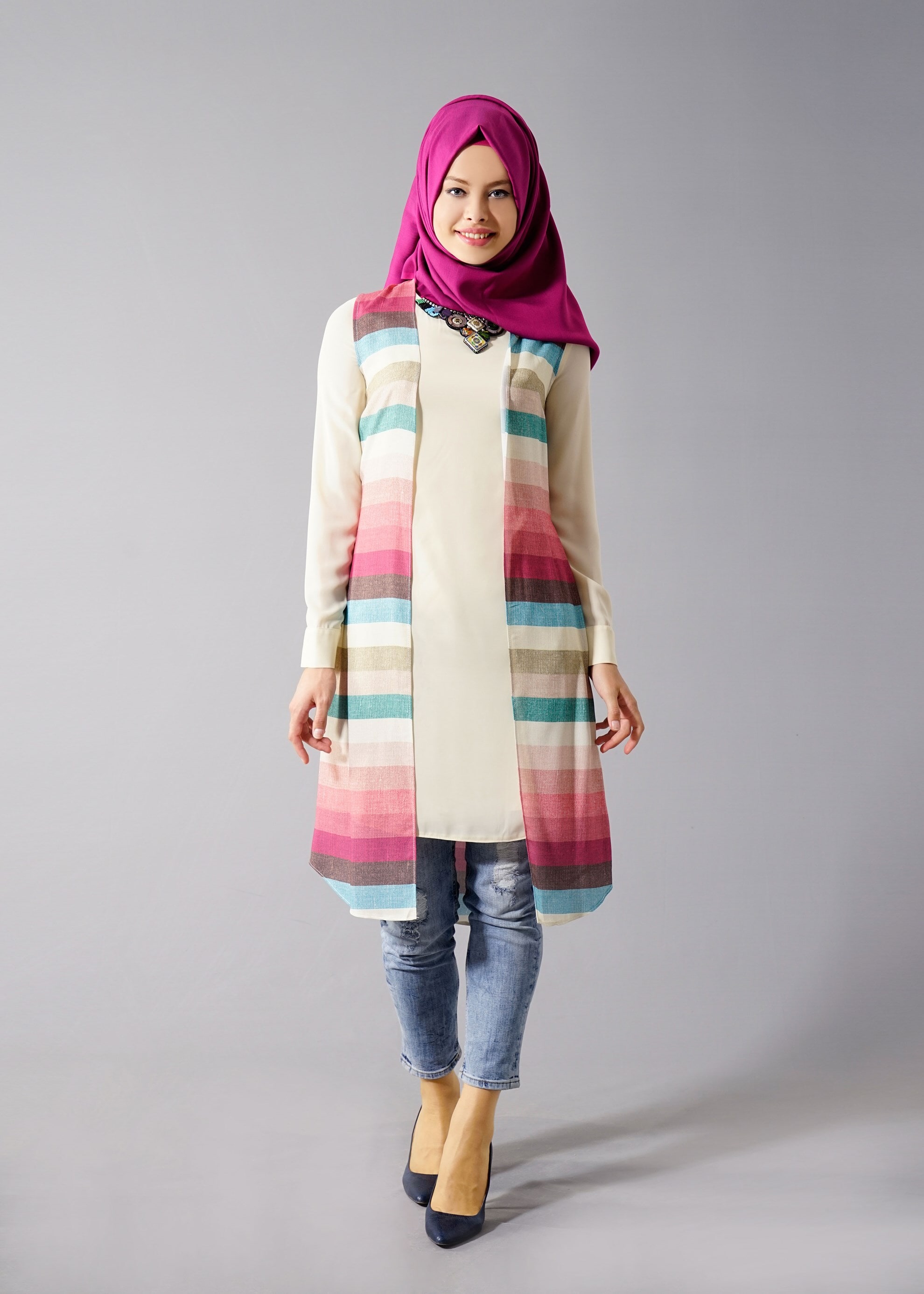 Tesettür giyim MAVİ 4423 Maglia 9991 2&prime;li Tunik 38/46 TEK40