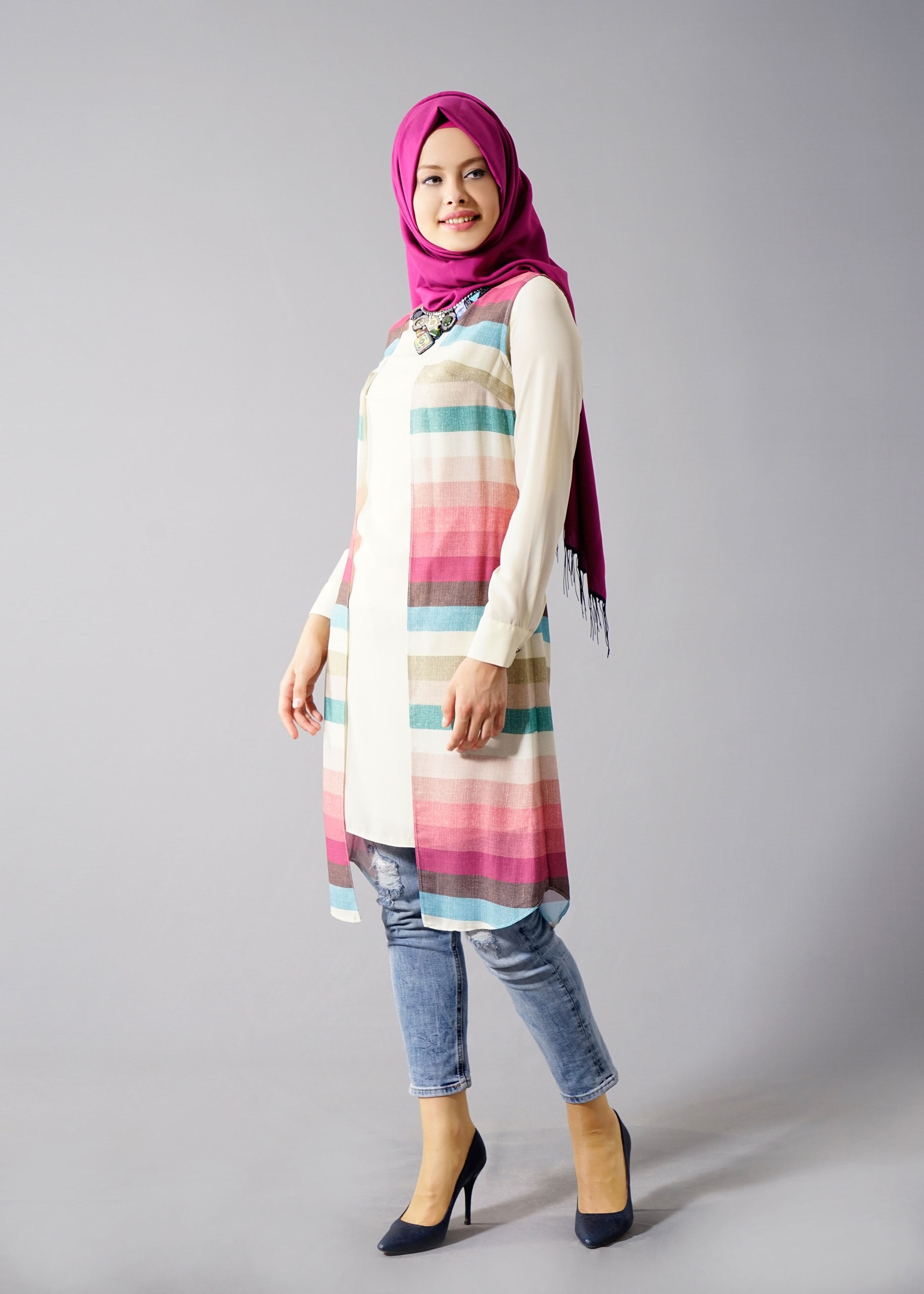 Tesettür giyim MAVİ 4423 Maglia 9991 2&prime;li Tunik 38/46 TEK40