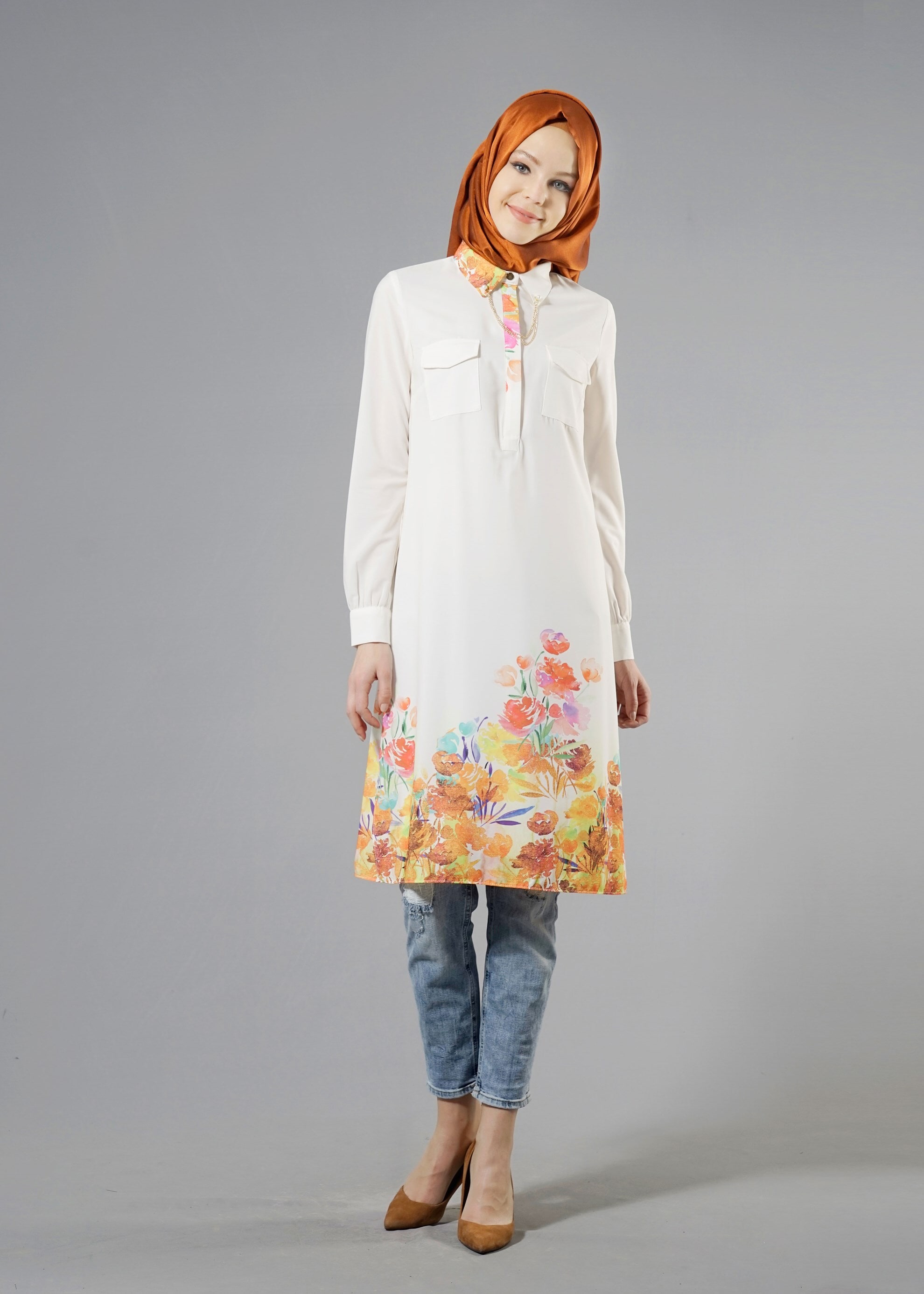 Tesettür giyim TURUNCU 4425 MOSS 3048 TUNİK 38/46 TEK40