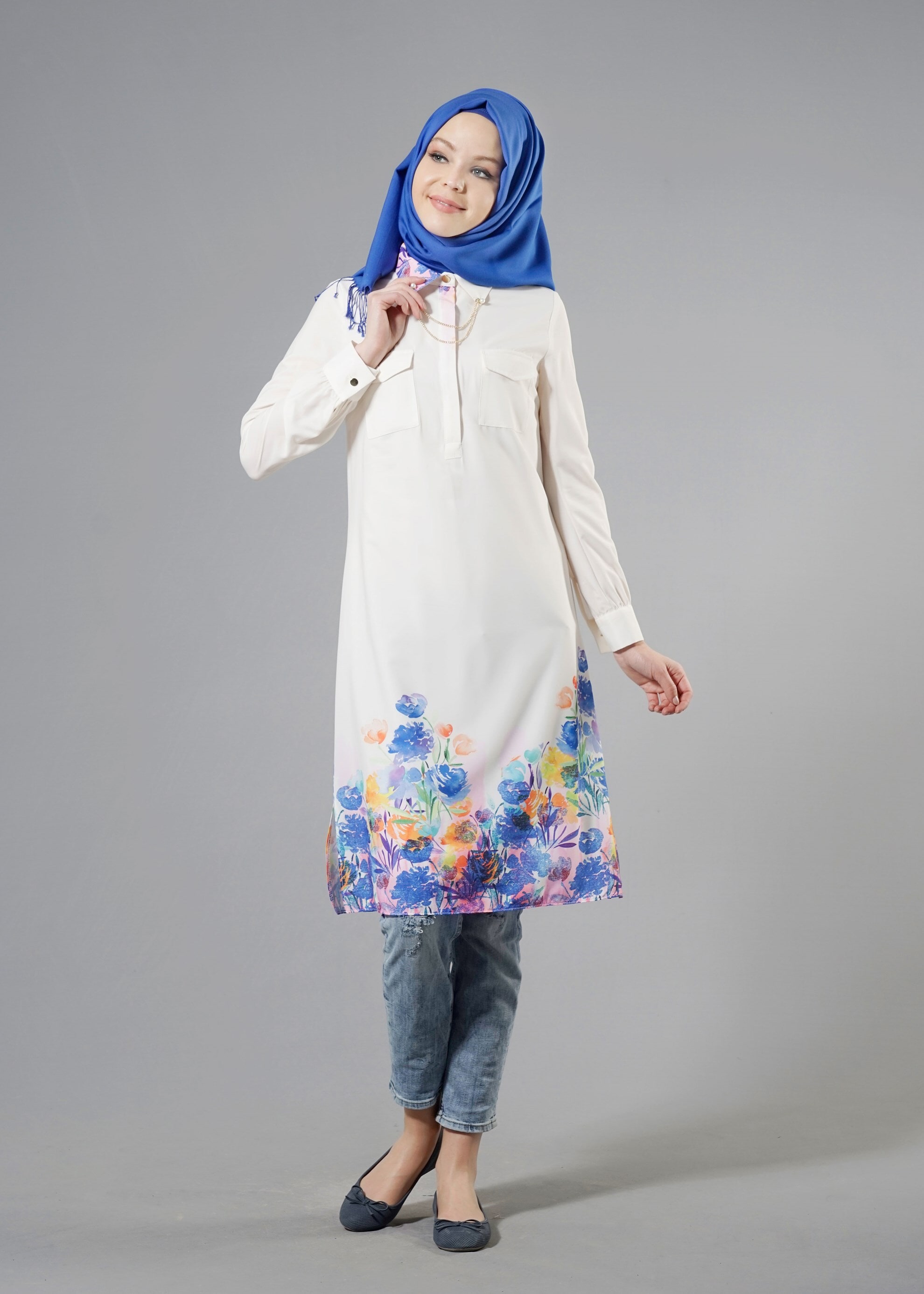 Tesettür giyim LACİVERT 4425 MOSS 3048 TUNİK 38/46 TEK40