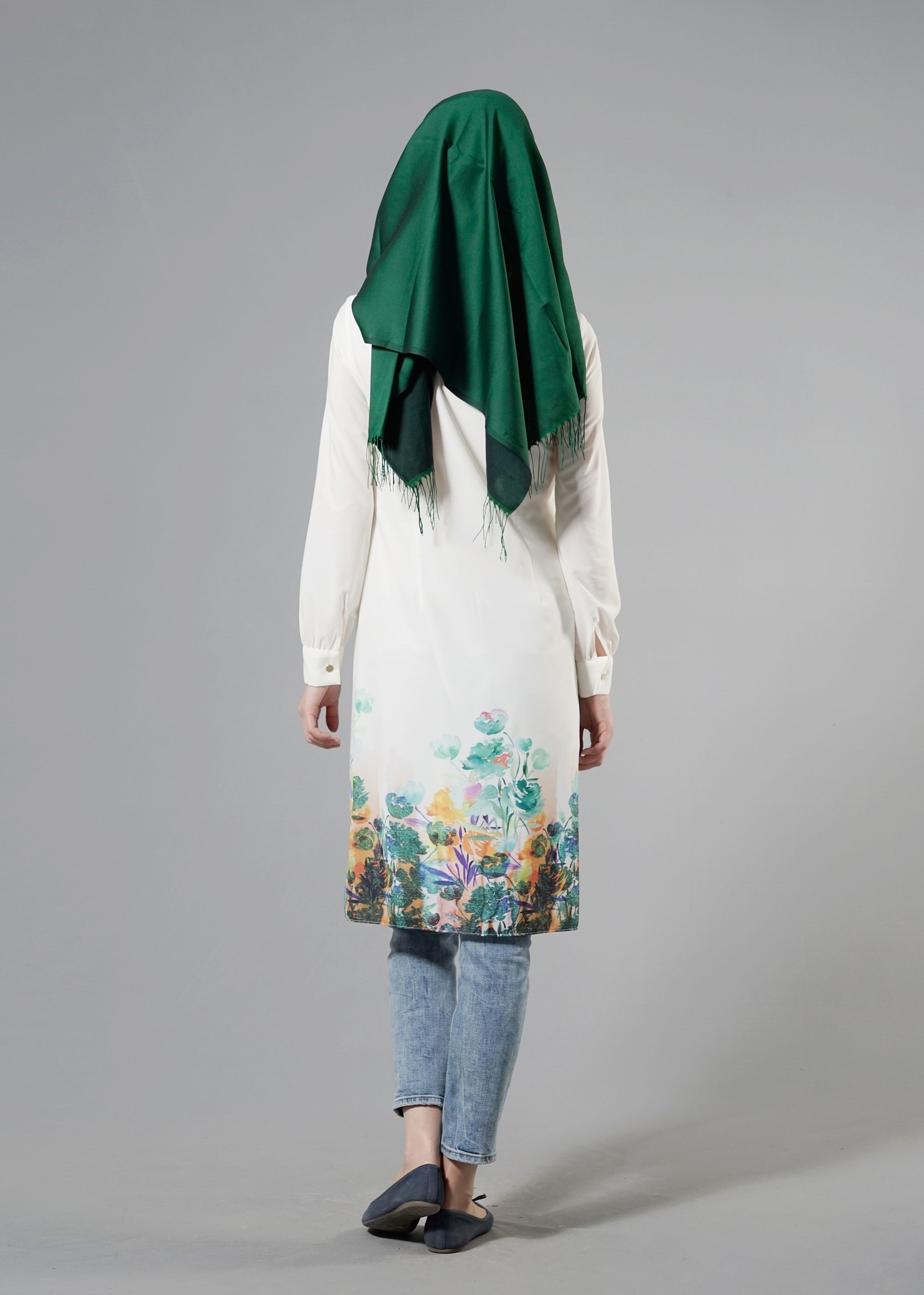 Tesettür giyim YEŞİL 4425 MOSS 3048 TUNİK 38/46 TEK40