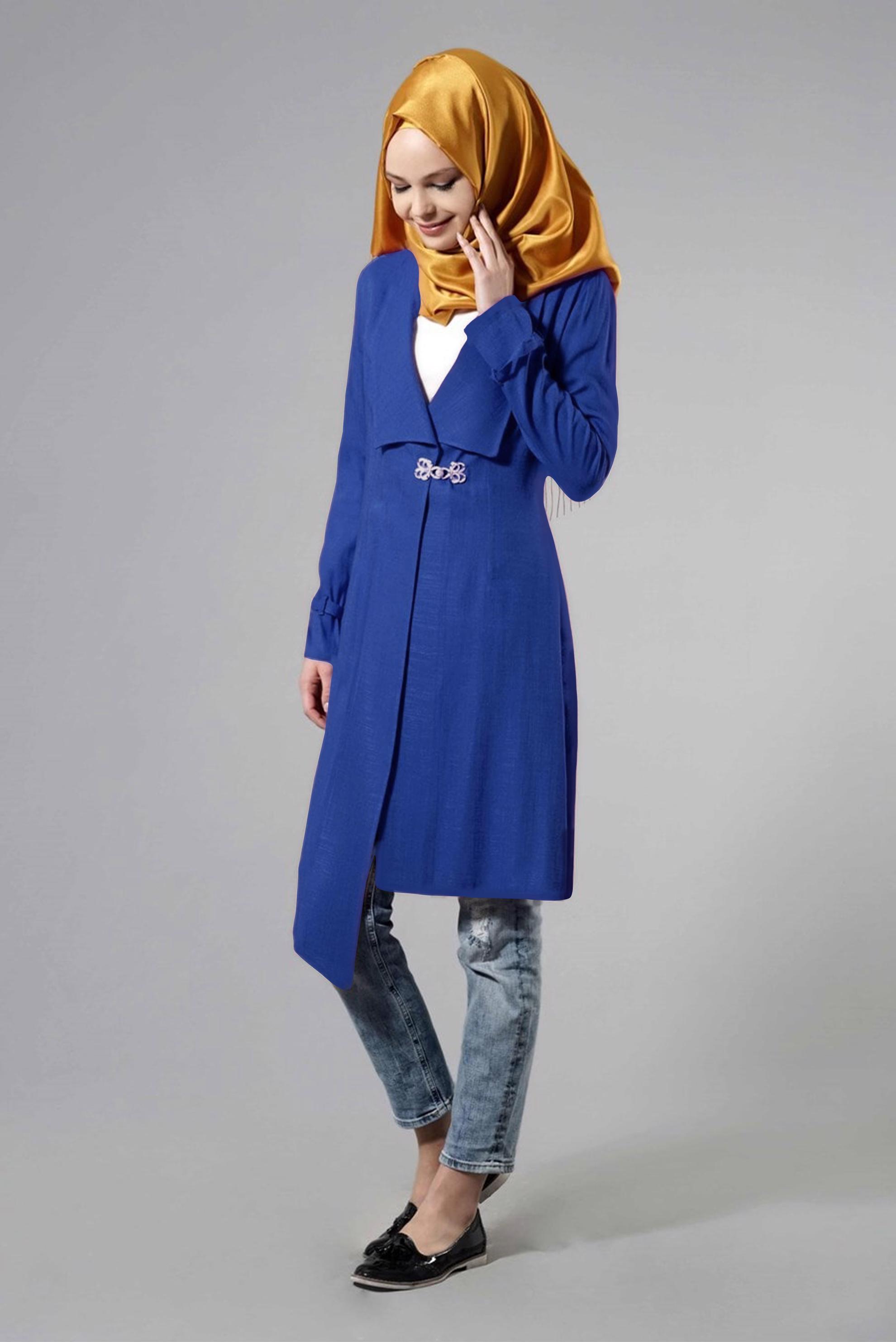 Hijab clothing NAVY BLUE ASYMMETRIC CUT TUNIC 4446