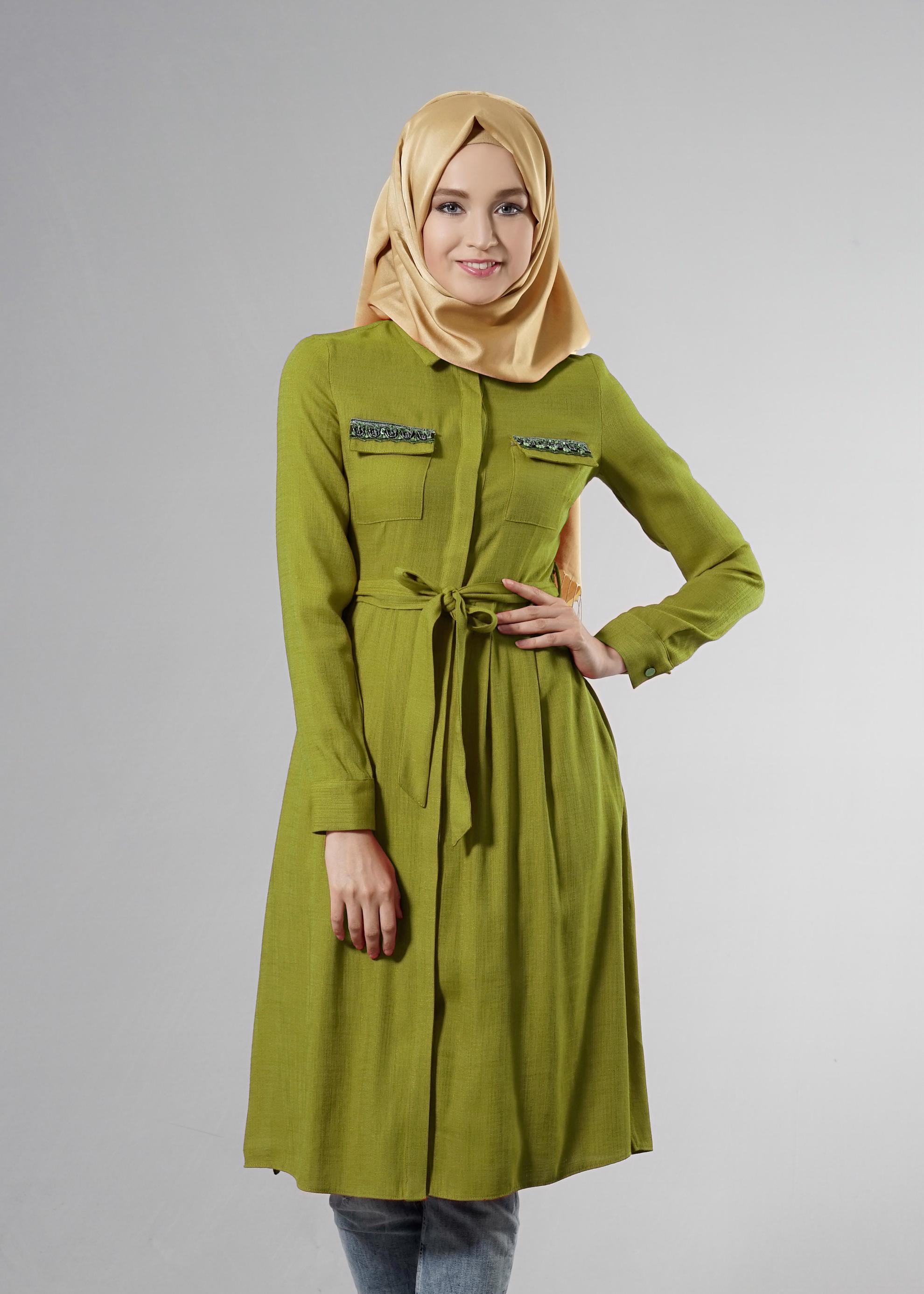 Tesettür giyim YEŞİL 4449 Ezgim Tesettür Tunik 36/44(38-40) TEK42