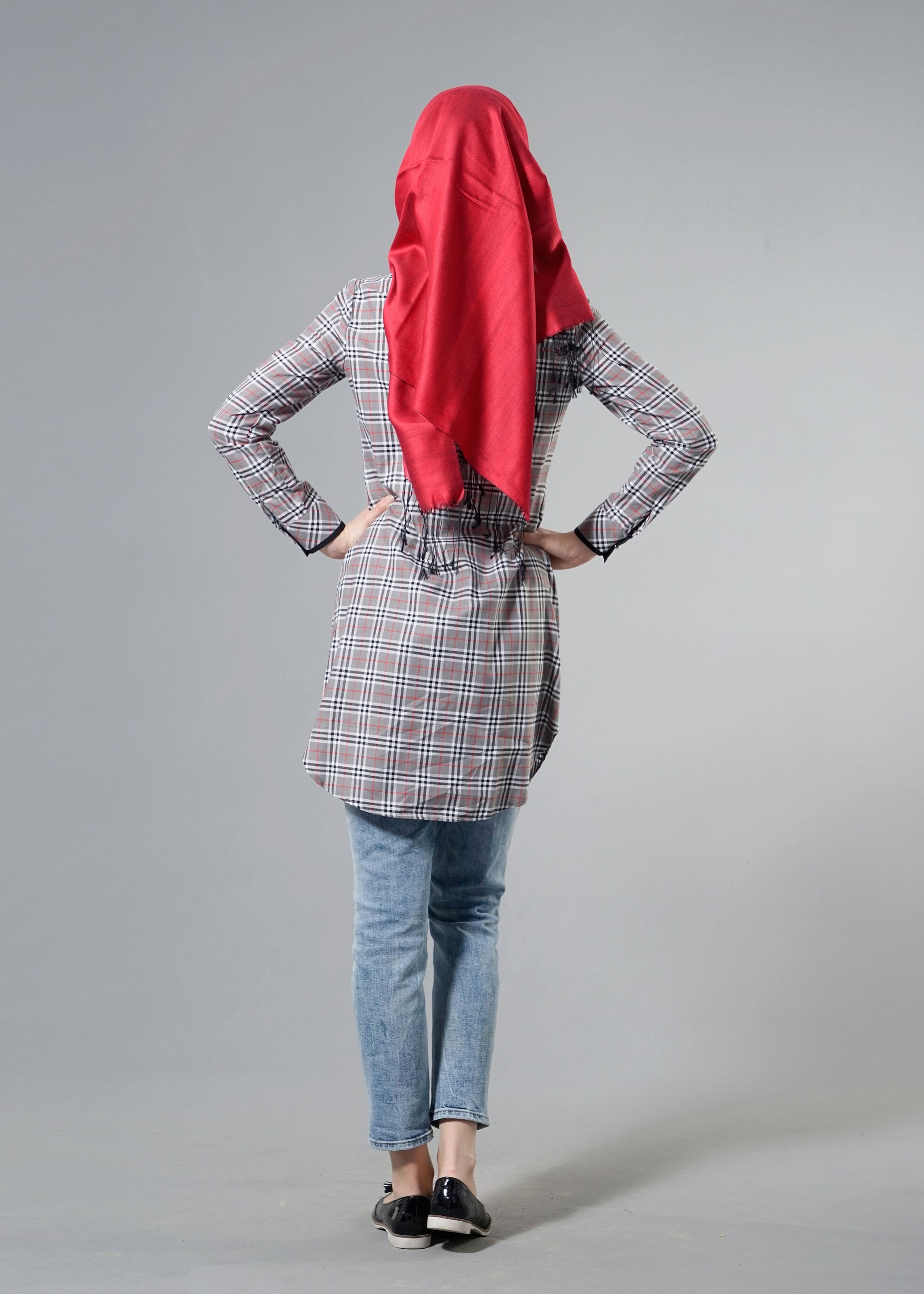 Tesettür giyim GRİ 4451 2370 TUNİK 38/44 TEK36