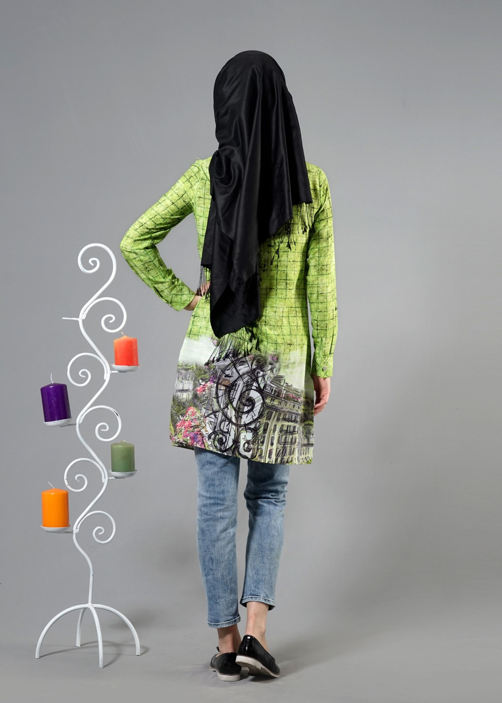 Tesettür giyim YEŞİL 4460 Morocco Tesettür 17063 Tunik 38/46 TEK40