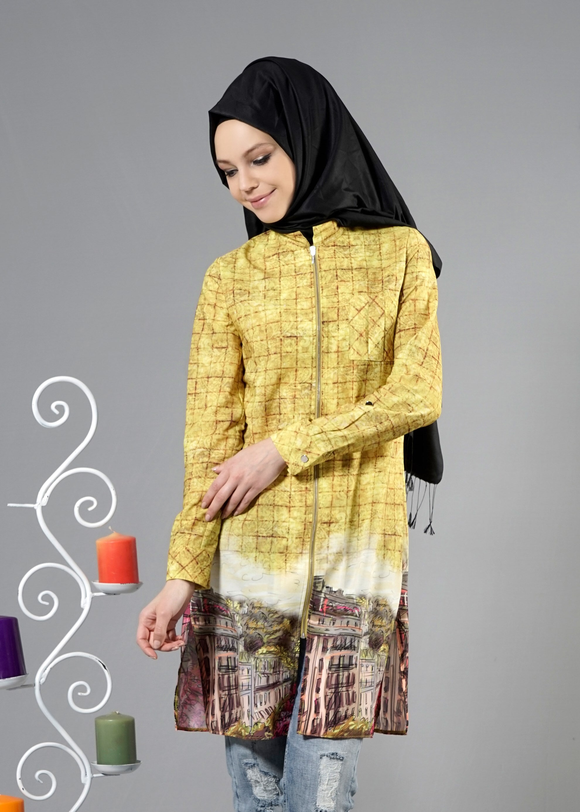 Tesettür giyim YEŞİL 4460 Morocco Tesettür 17063 Tunik 38/46 TEK40