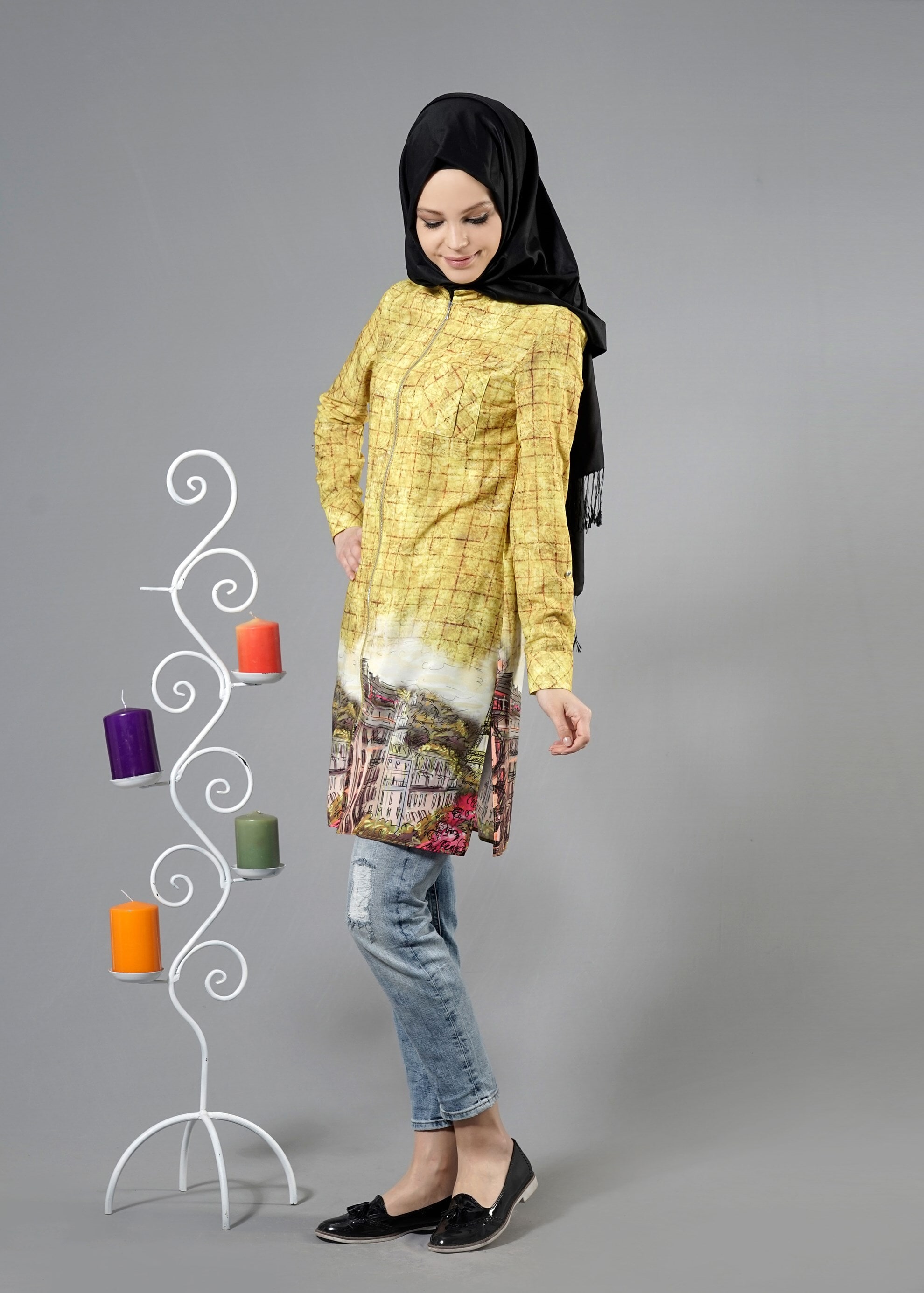 Tesettür giyim YEŞİL 4460 Morocco Tesettür 17063 Tunik 38/46 TEK40