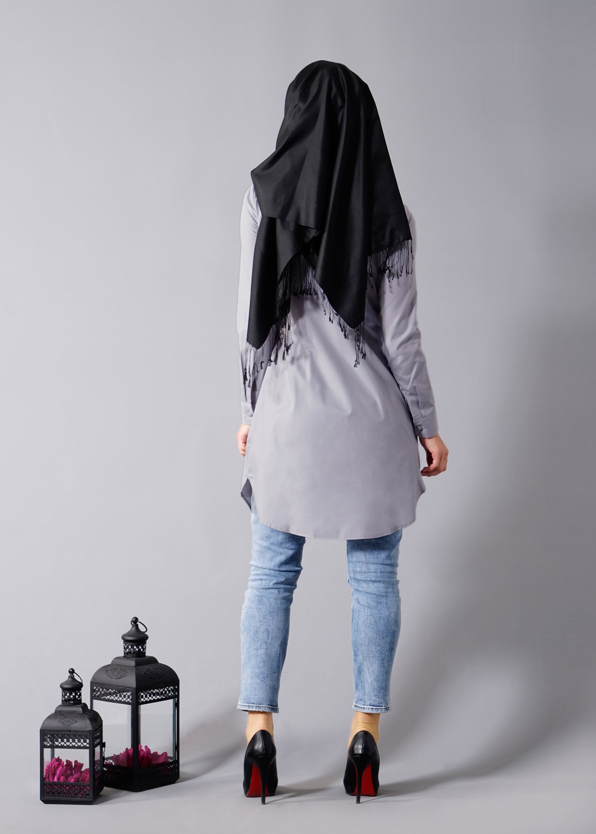 Tesettür giyim GRİ 4465 Valeri Tesettür Tunik 38/46 TEK40