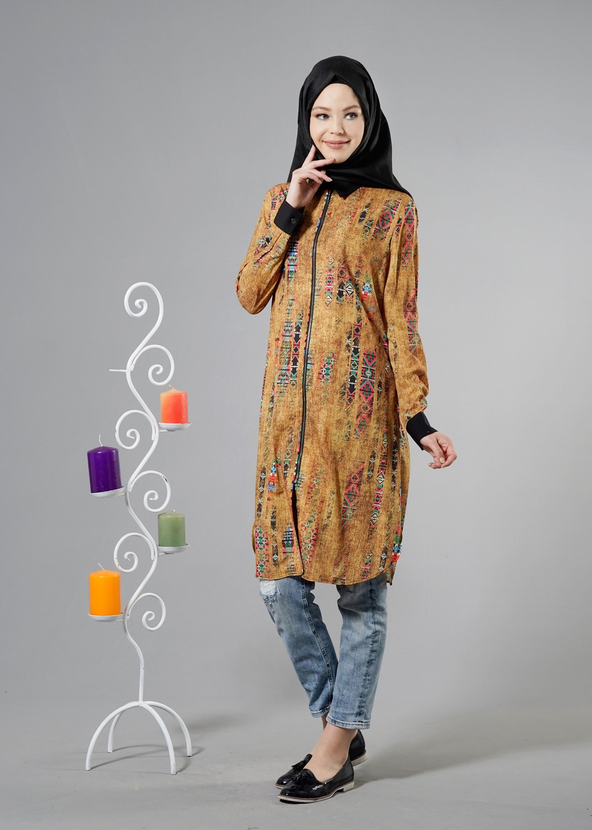 Tesettür giyim SARI 4466 ROSA 9808 TUNİK 40/48 TEK38