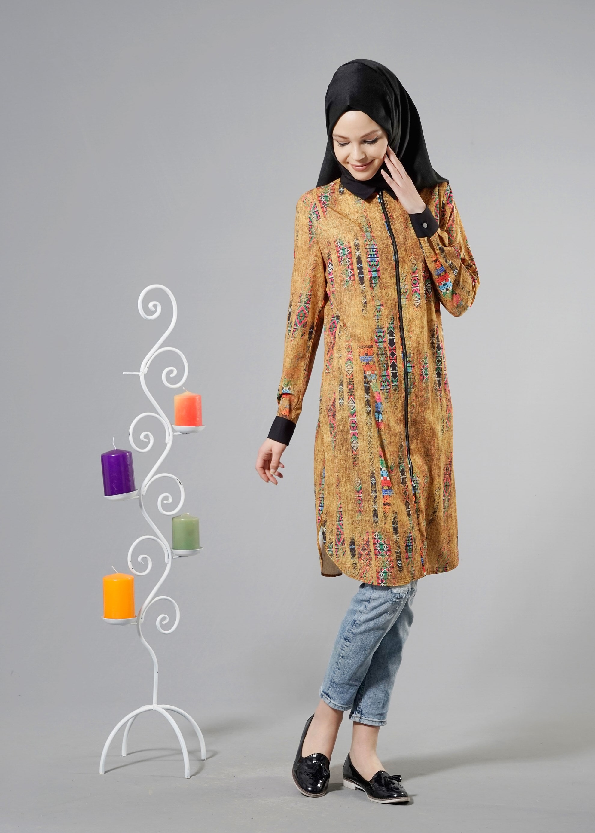 Tesettür giyim SARI 4466 ROSA 9808 TUNİK 40/48 TEK38