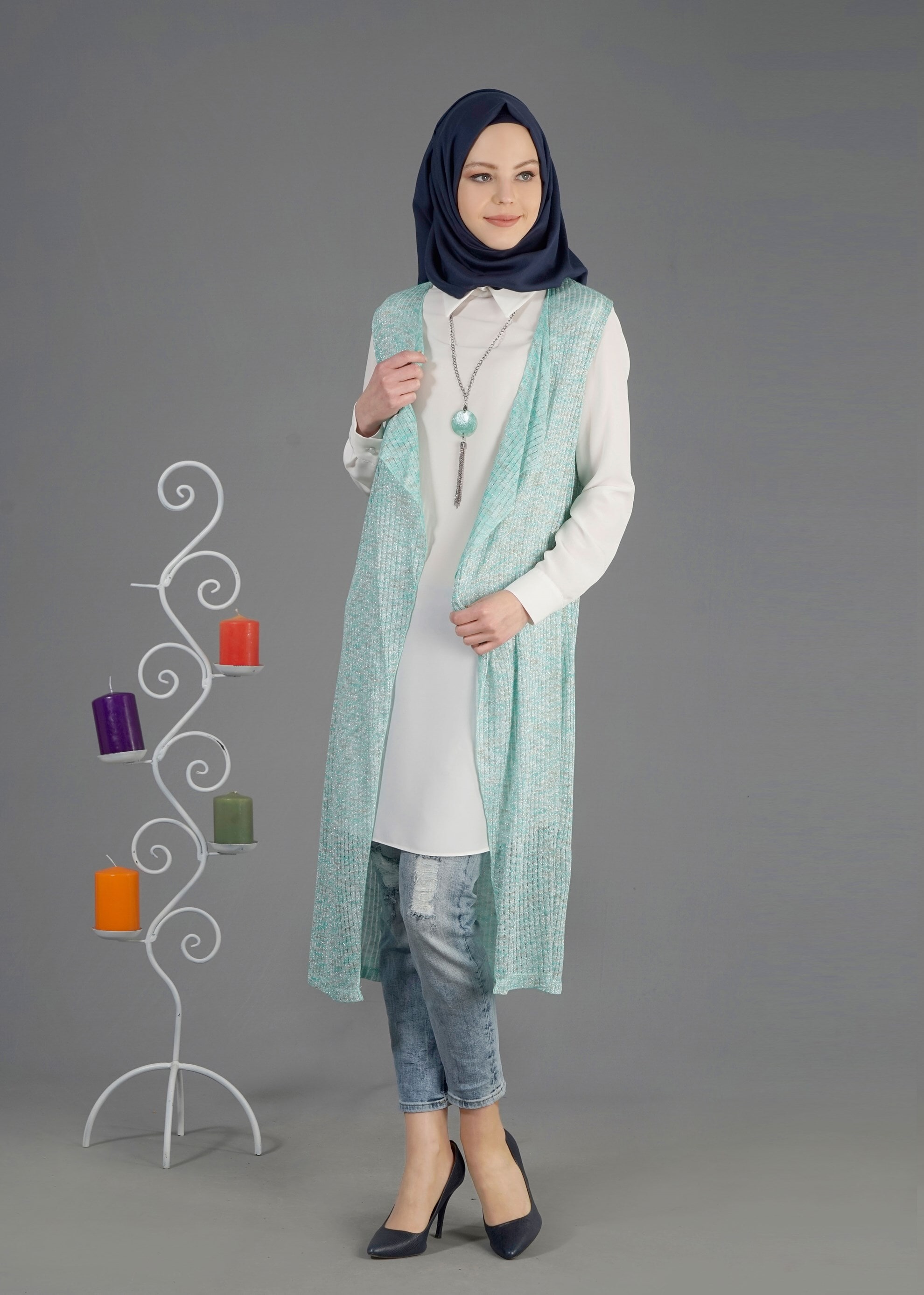 Tesettür giyim YEŞİL 4484 Suno Tesettür 10019 2&prime;li Tunik 38/46