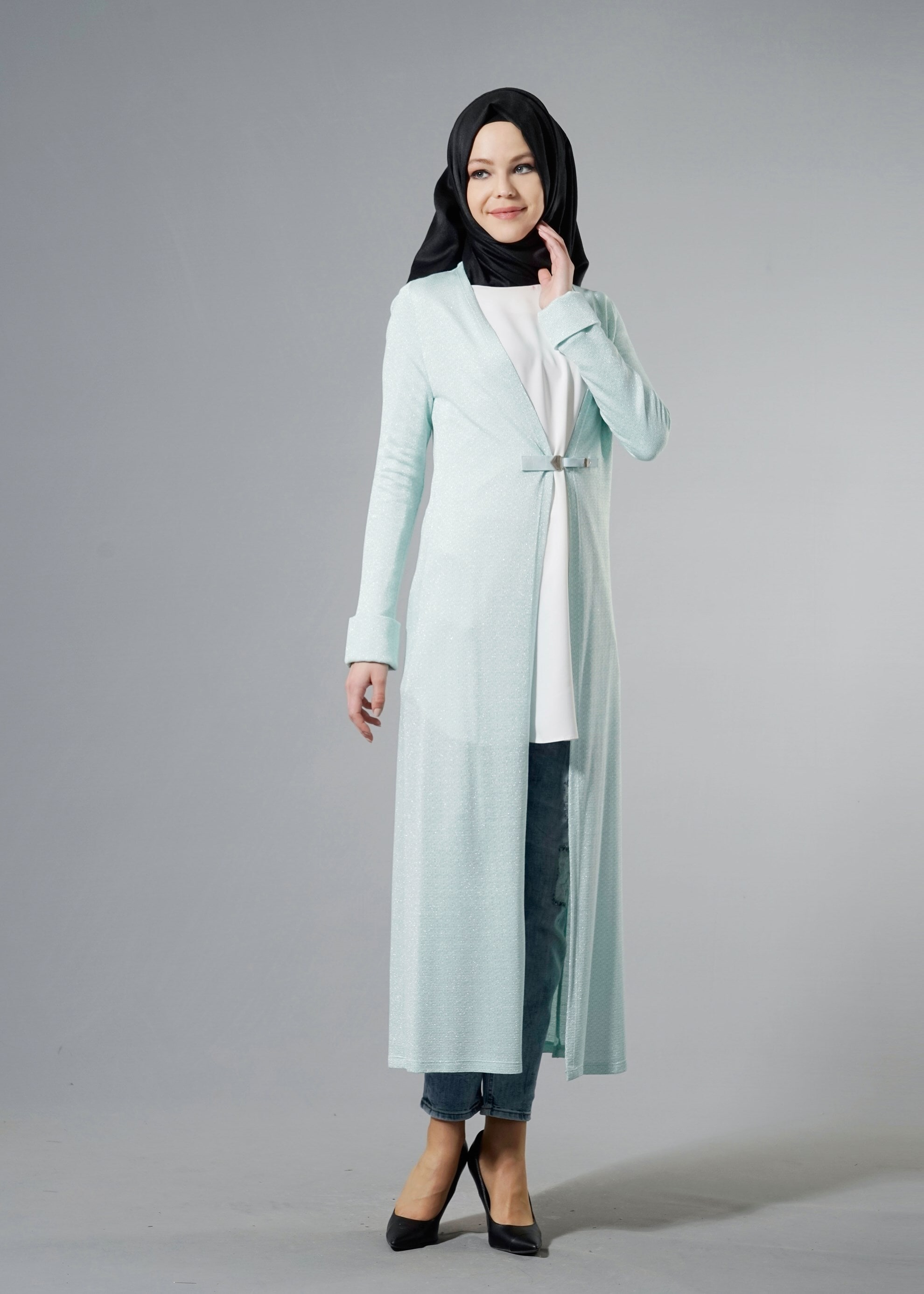 Tesettür giyim YEŞİL 4485 PALMETTO 9997 TUNİK 38/46 TEK40