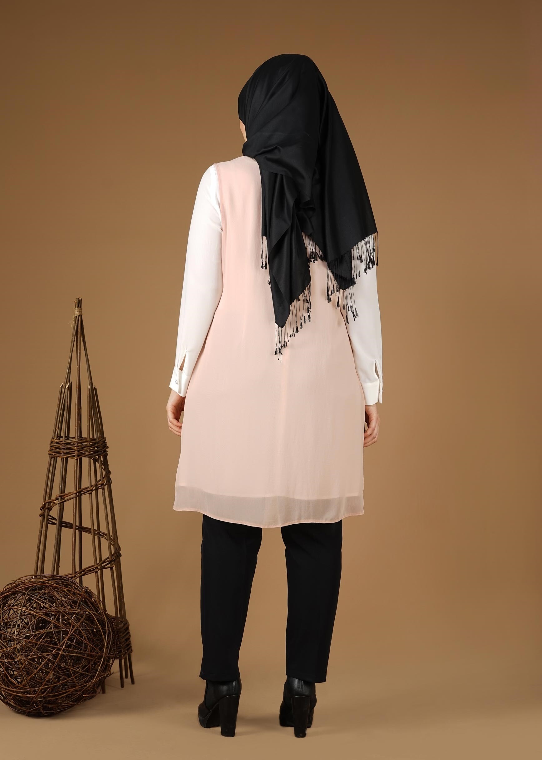 Tesettür giyim PUDRA 4521 AG 41 2&prime;li Tesettür Tunik 42/46 TEK38