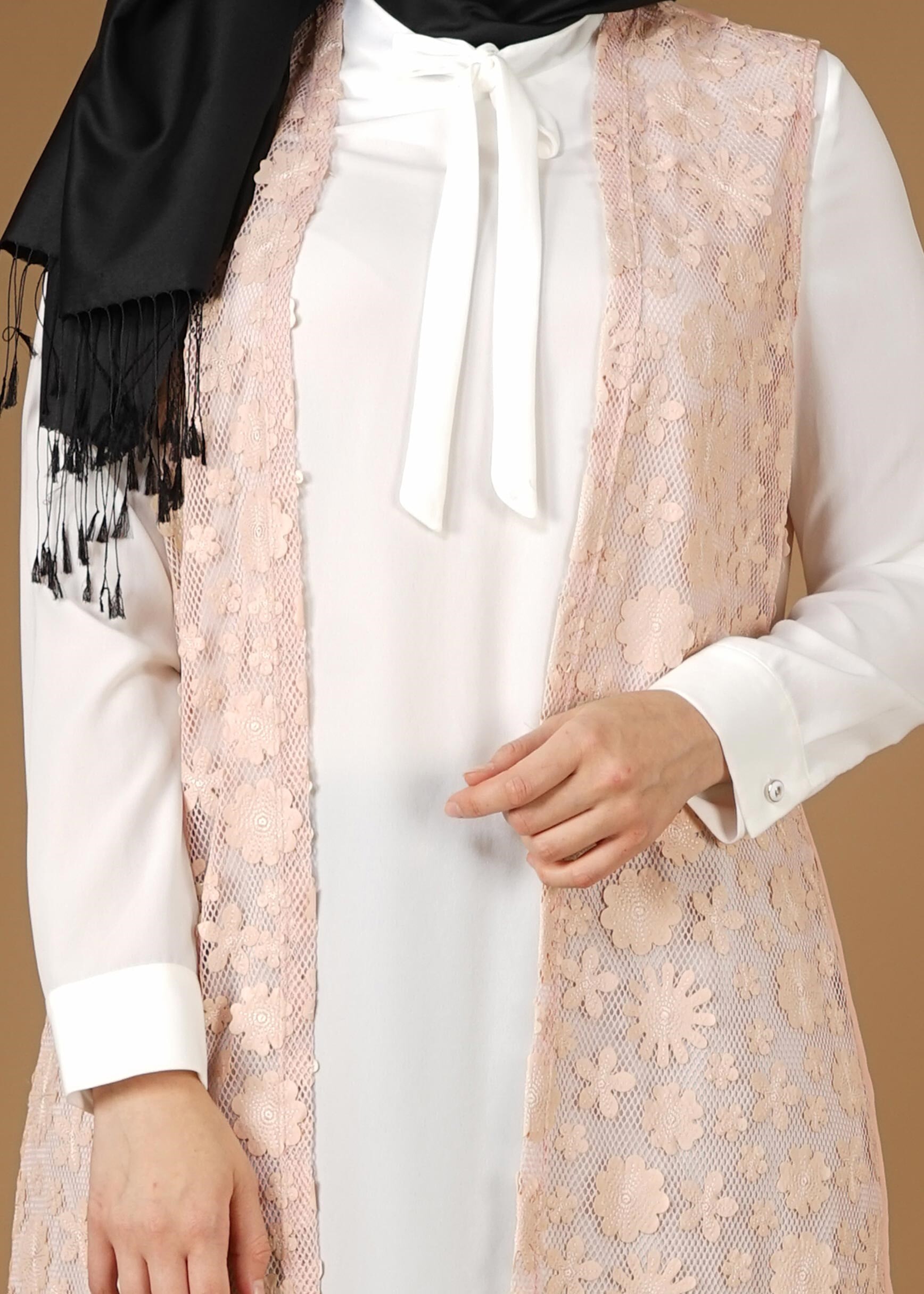 Tesettür giyim PUDRA 4521 AG 41 2&prime;li Tesettür Tunik 42/46 TEK38