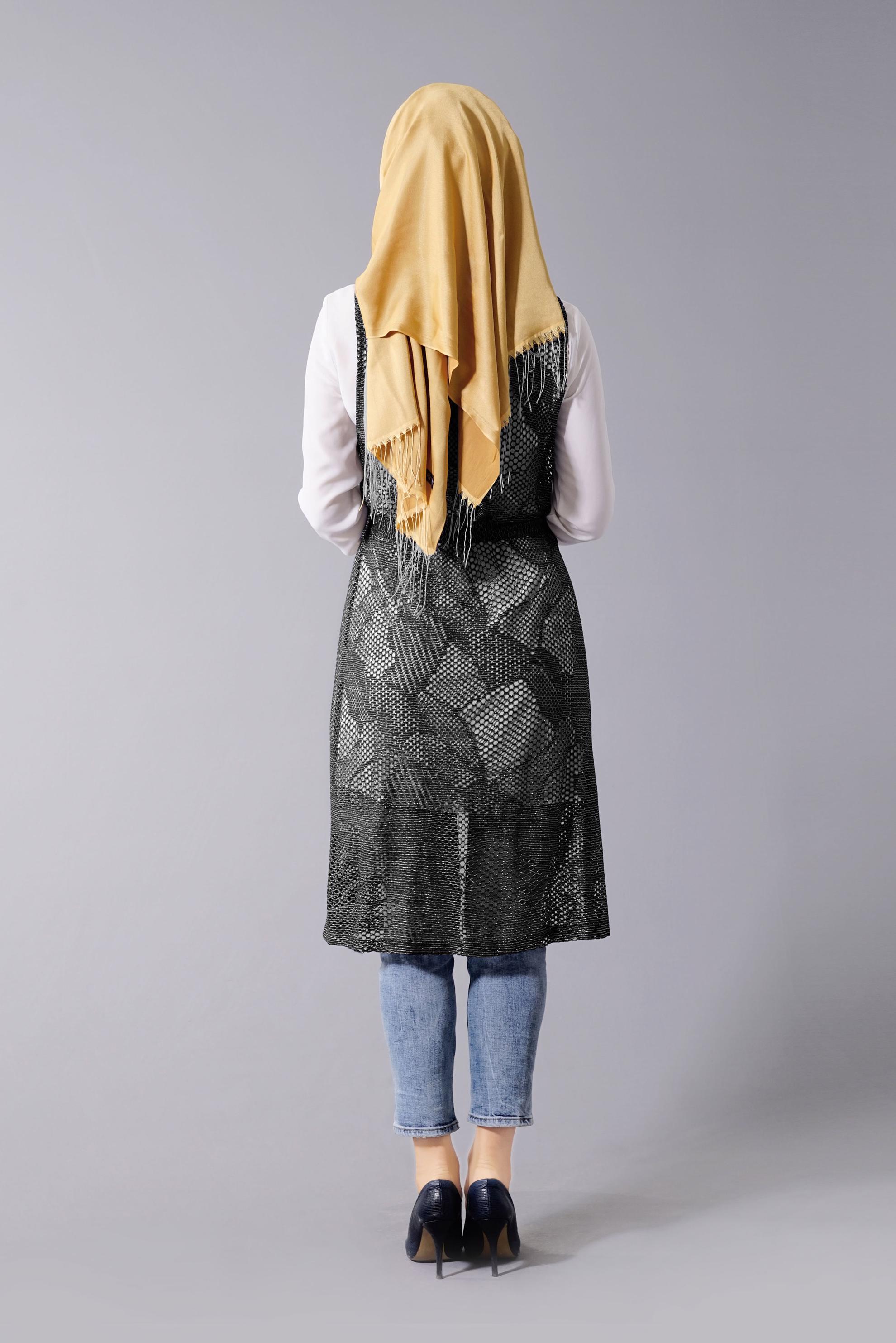 Tesettür giyim SİYAH FİLE DETAYLI 2&prime;Lİ TUNİK 4533 