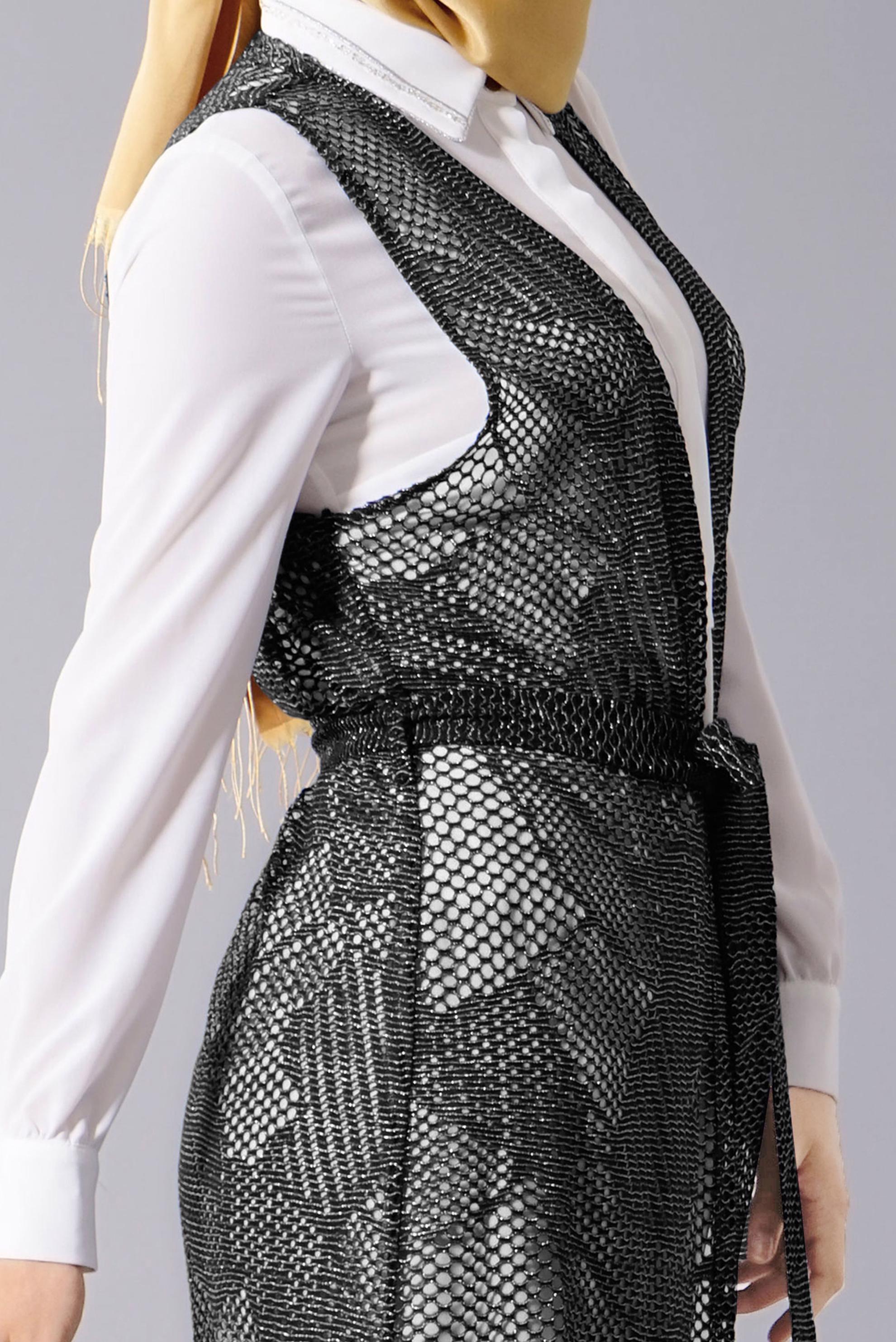 Tesettür giyim SİYAH FİLE DETAYLI 2&prime;Lİ TUNİK 4533 