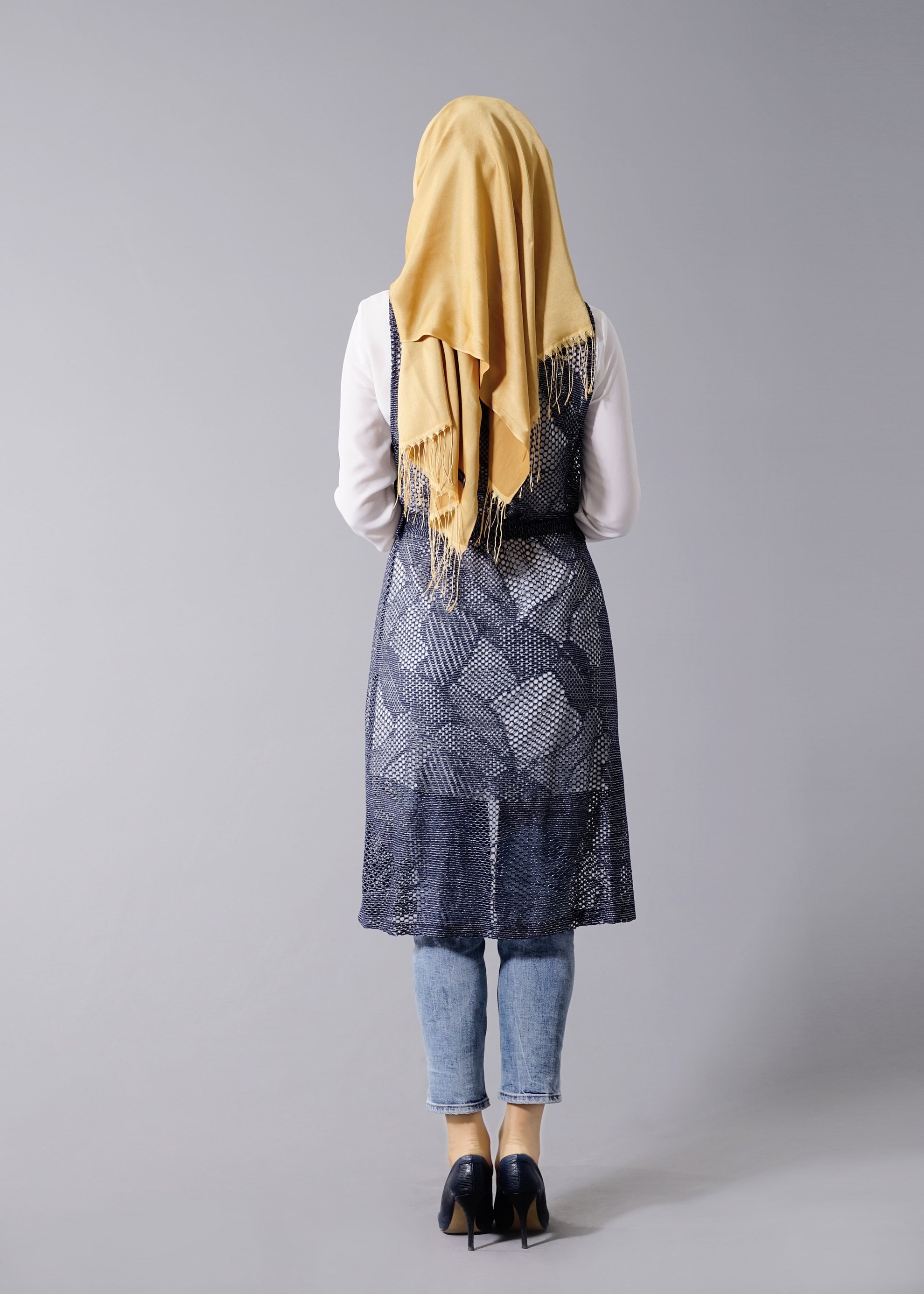 Tesettür giyim LACİVERT FİLE DETAYLI 2&prime;Lİ TUNİK 4533 