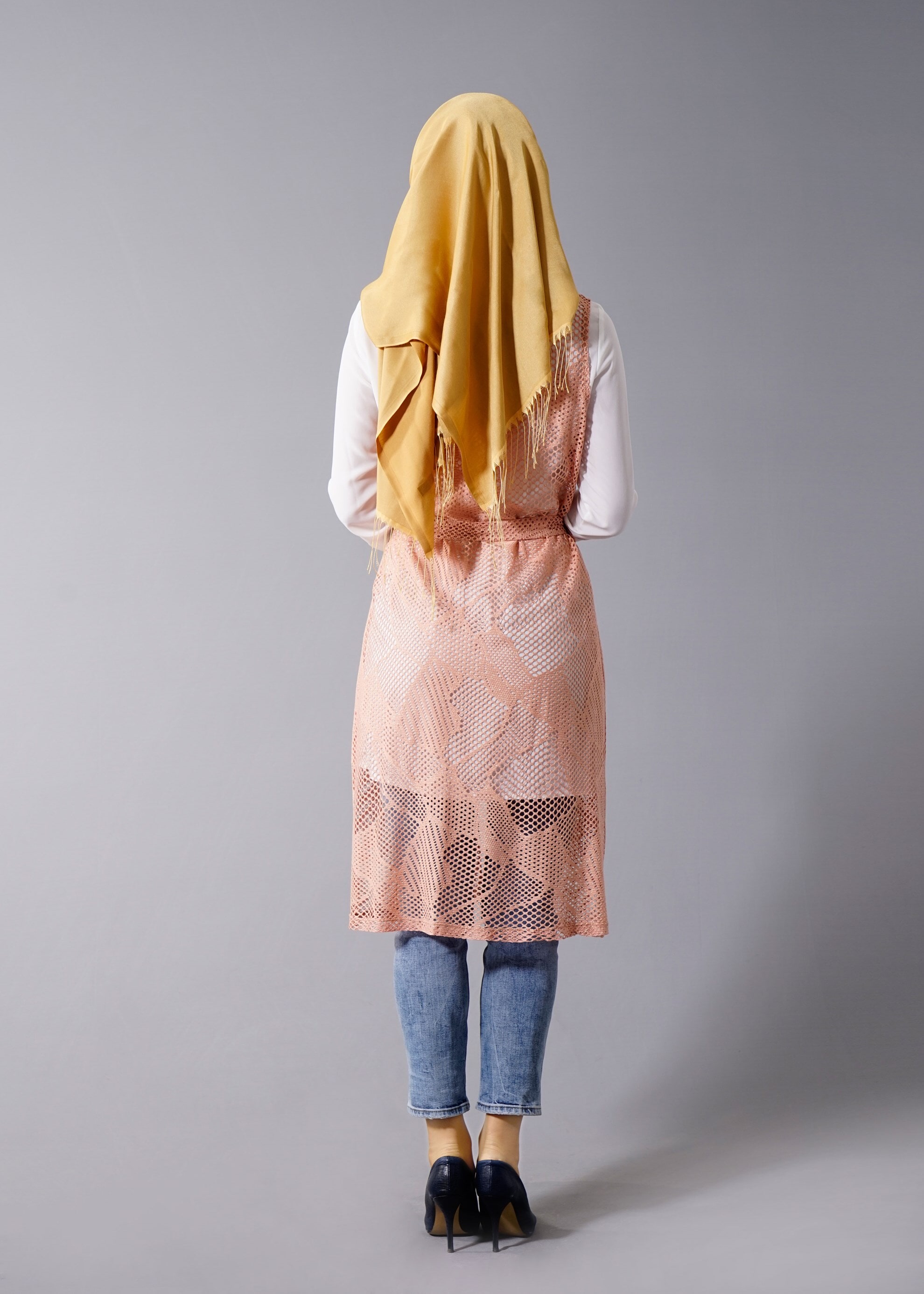 Tesettür giyim PUDRA FİLE DETAYLI 2&prime;Lİ TUNİK 4533 