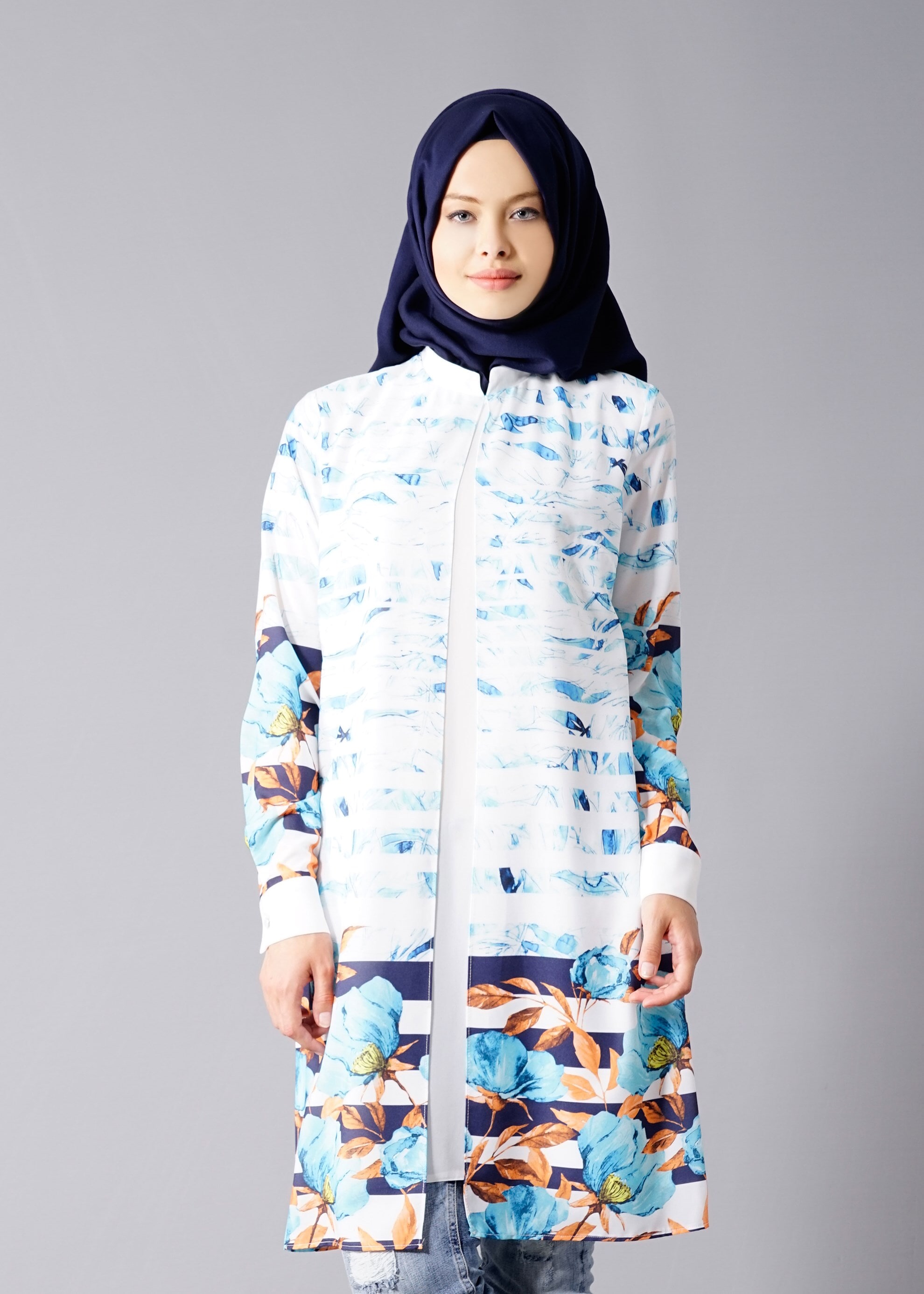 Tesettür giyim MAVİ 4548 Morocco 141946 Tesettür Tunik 40/48 TEK38