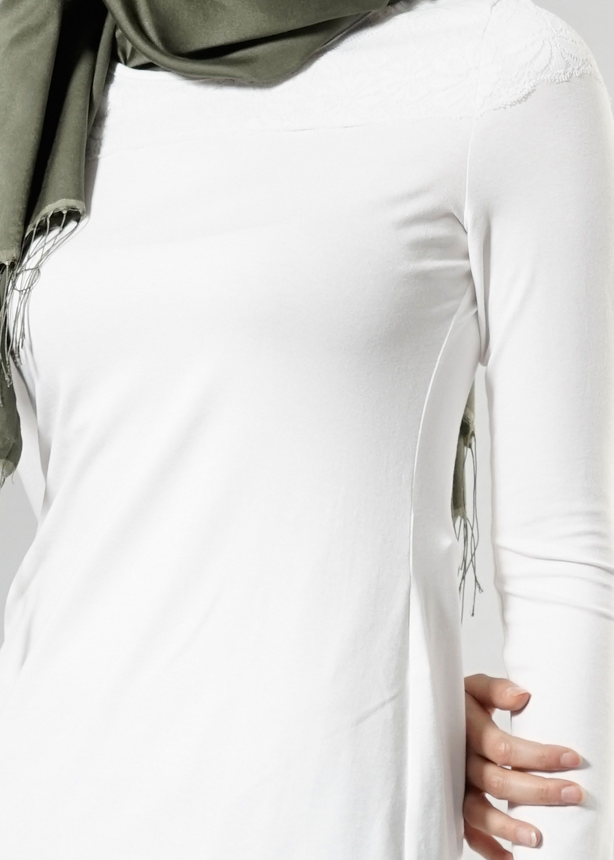 Tesettür giyim BEYAZ 4555 New Viscon Lycra Tesettür Tunik 38/46