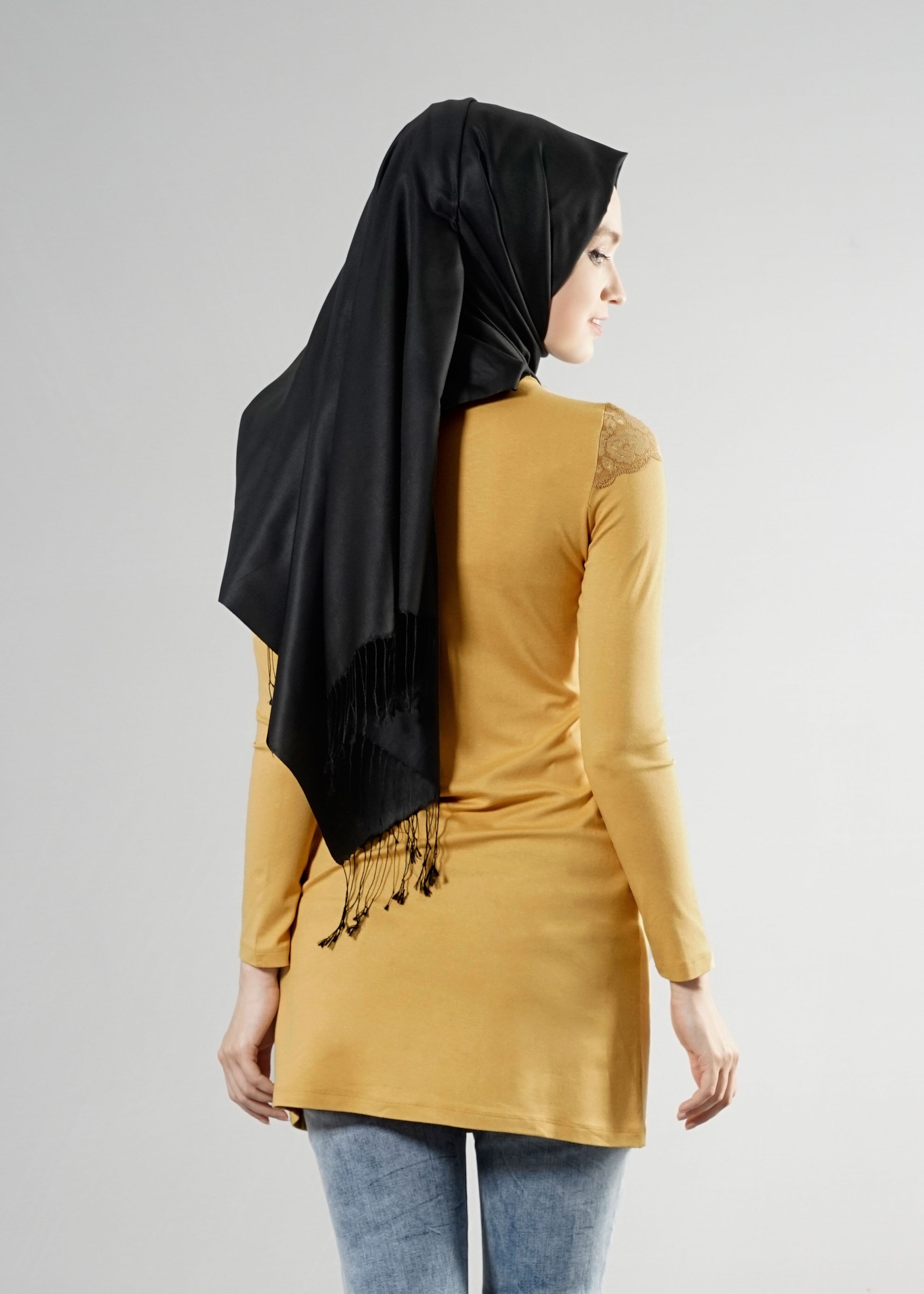 Tesettür giyim SARI 4555 New Viscon Lycra Tesettür Tunik 38/46