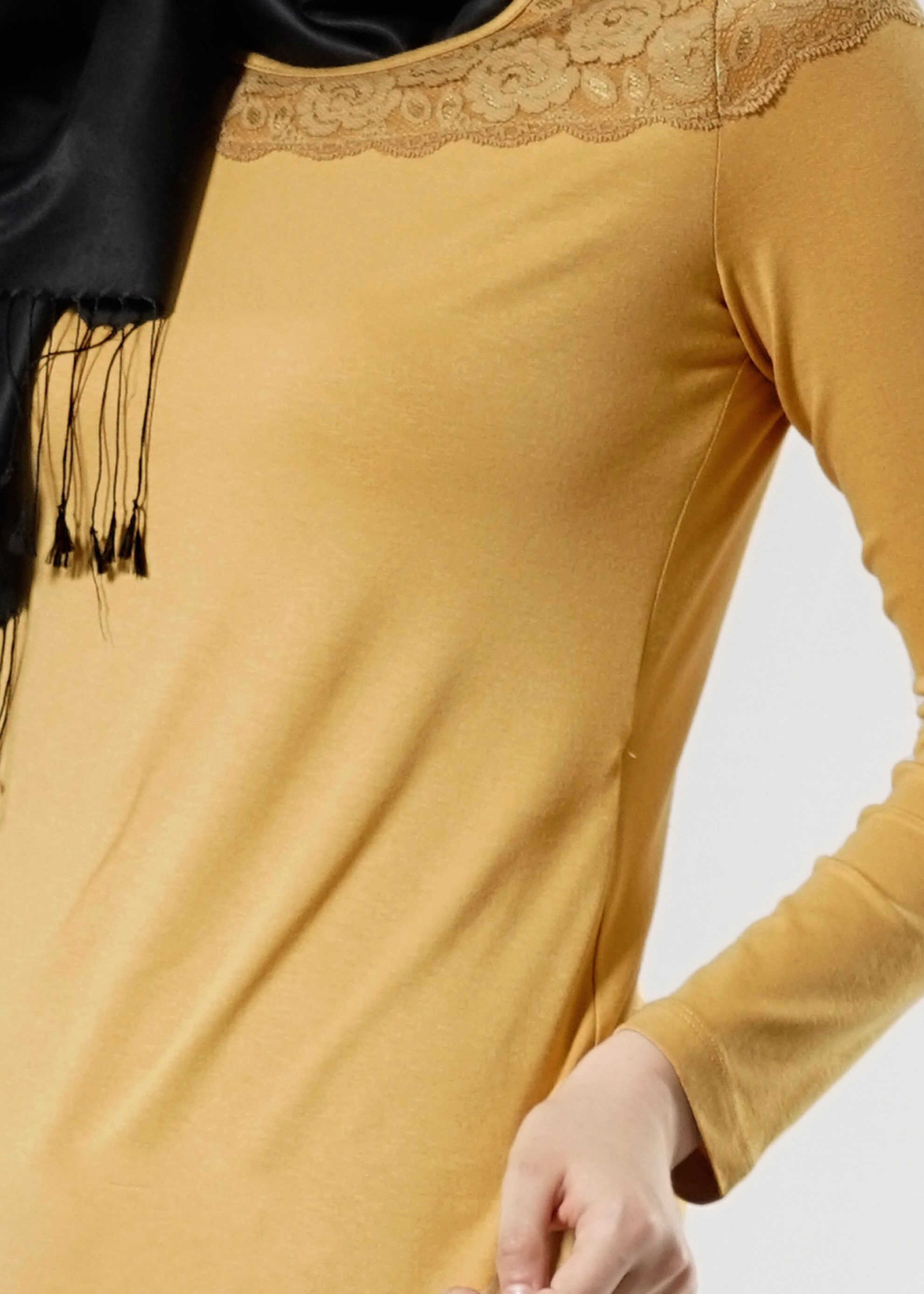 Tesettür giyim SARI 4555 New Viscon Lycra Tesettür Tunik 38/46