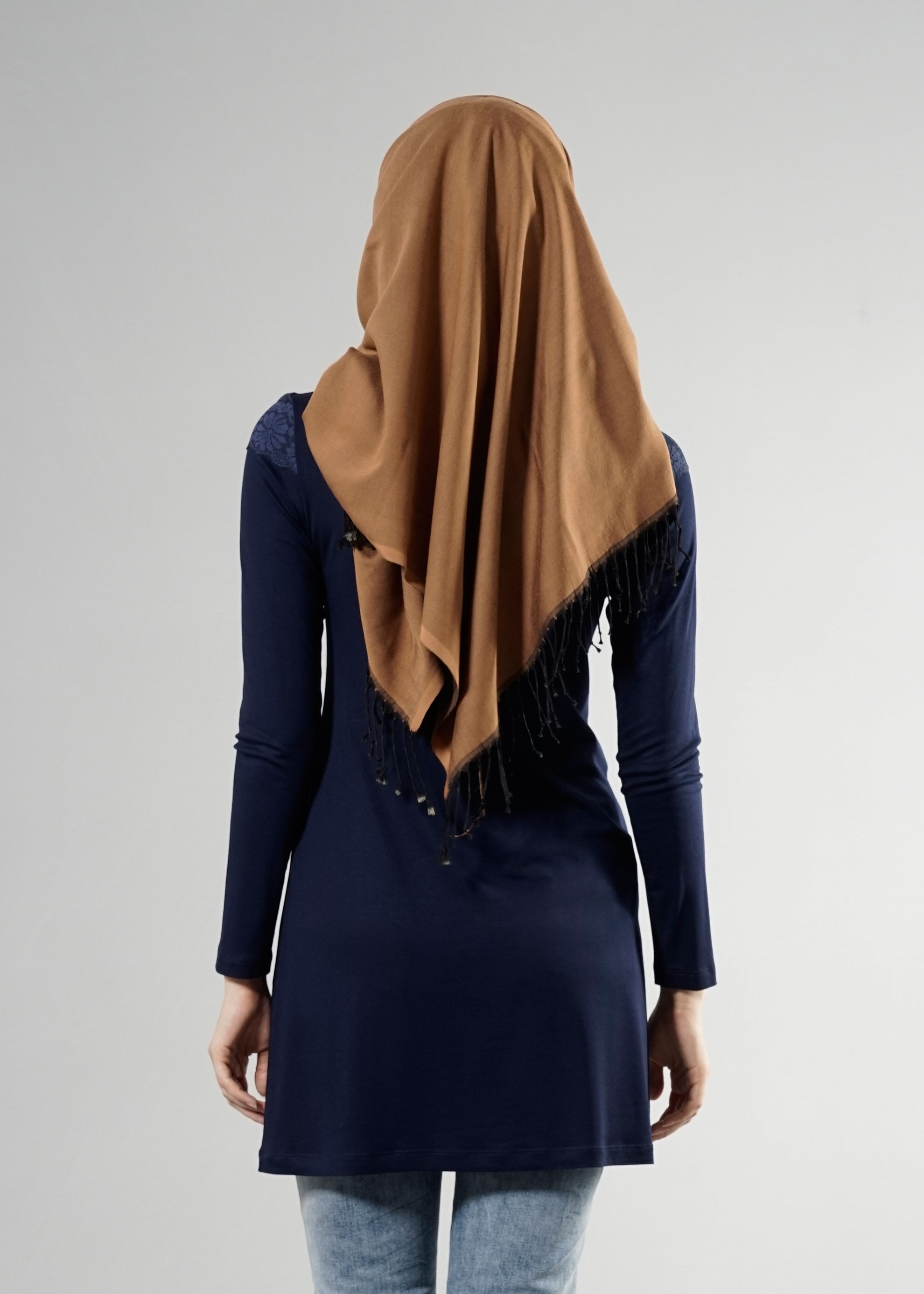 Tesettür giyim LACİVERT 4555 New Viscon Lycra Tesettür Tunik 38/46