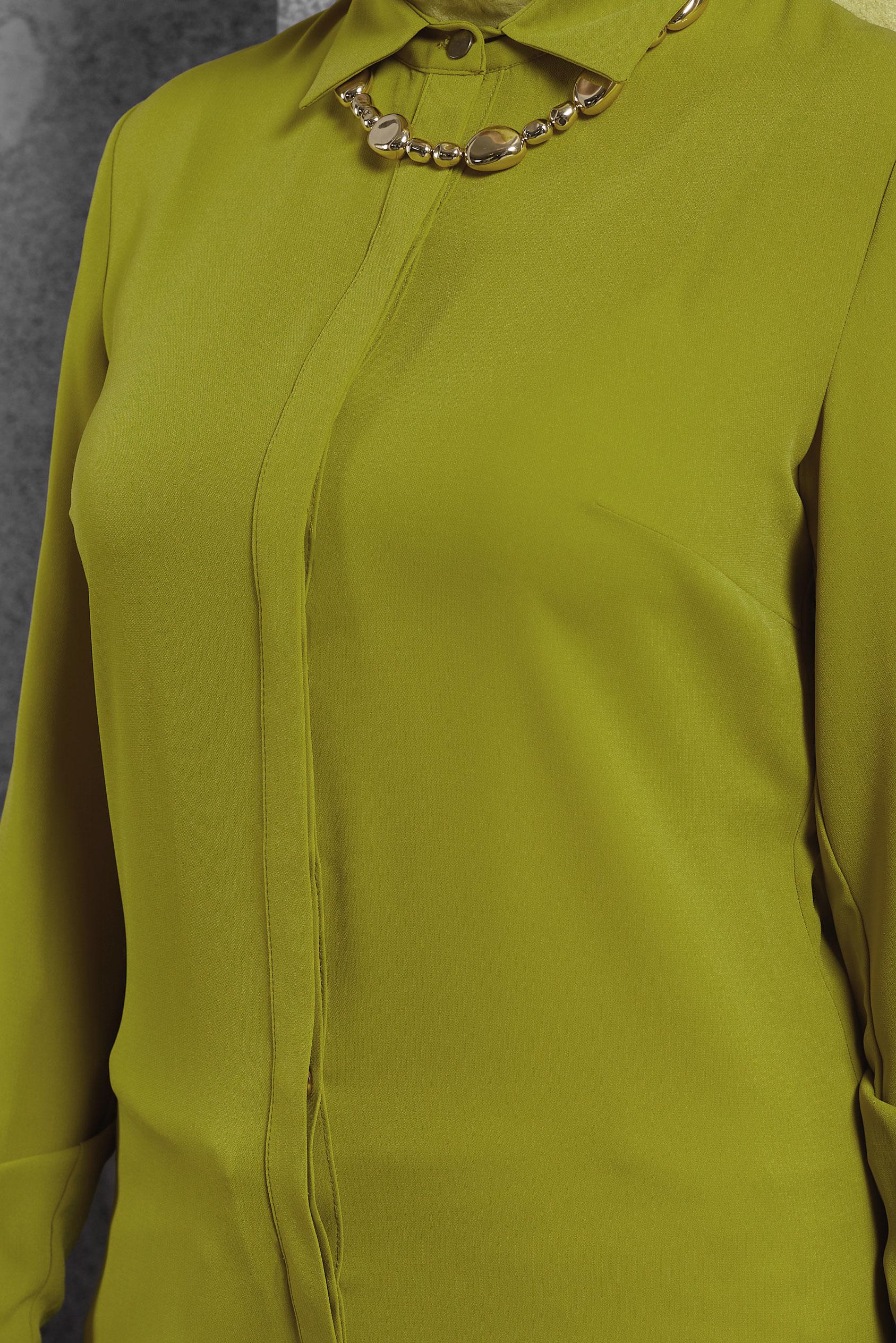 Tesettür giyim YEŞİL GÖMLEK YAKA TUNİK 4579 