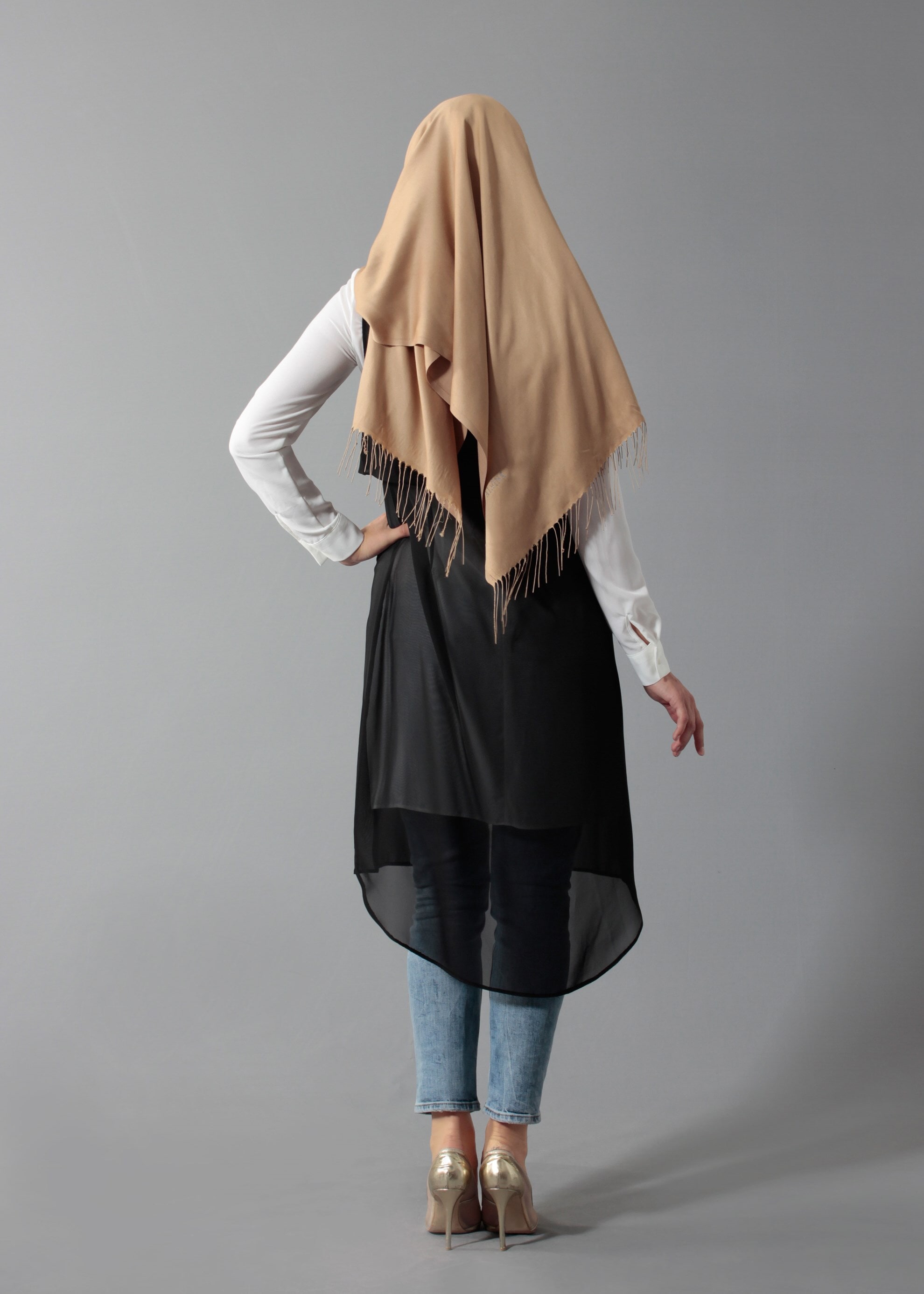 Tesettür giyim SİYAH 4635 New Multi Şifon 2&prime;li Tesettür Tunik 38/48 TEK40