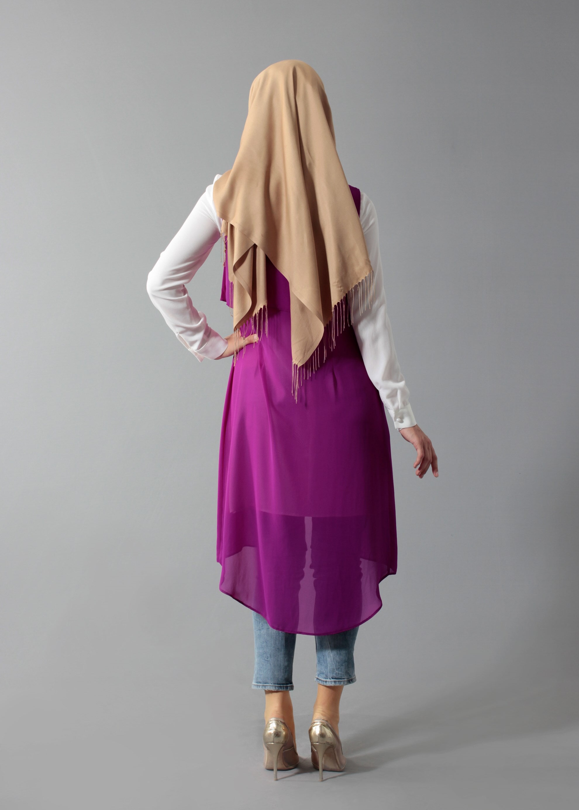 Tesettür giyim MOR 4635 New Multi Şifon 2&prime;li Tesettür Tunik 38/48 TEK40