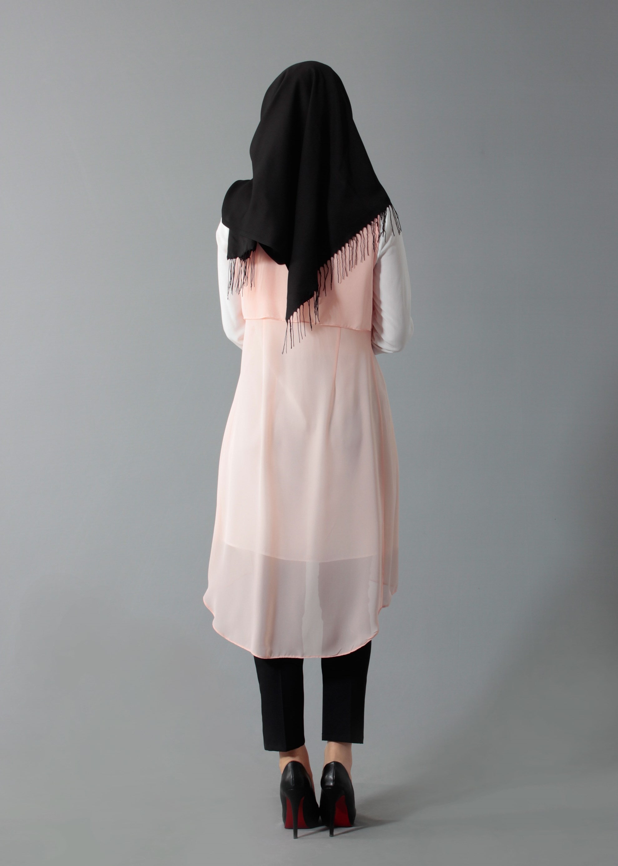 Tesettür giyim PUDRA 4635 New Multi Şifon 2&prime;li Tesettür Tunik 38/48 TEK40