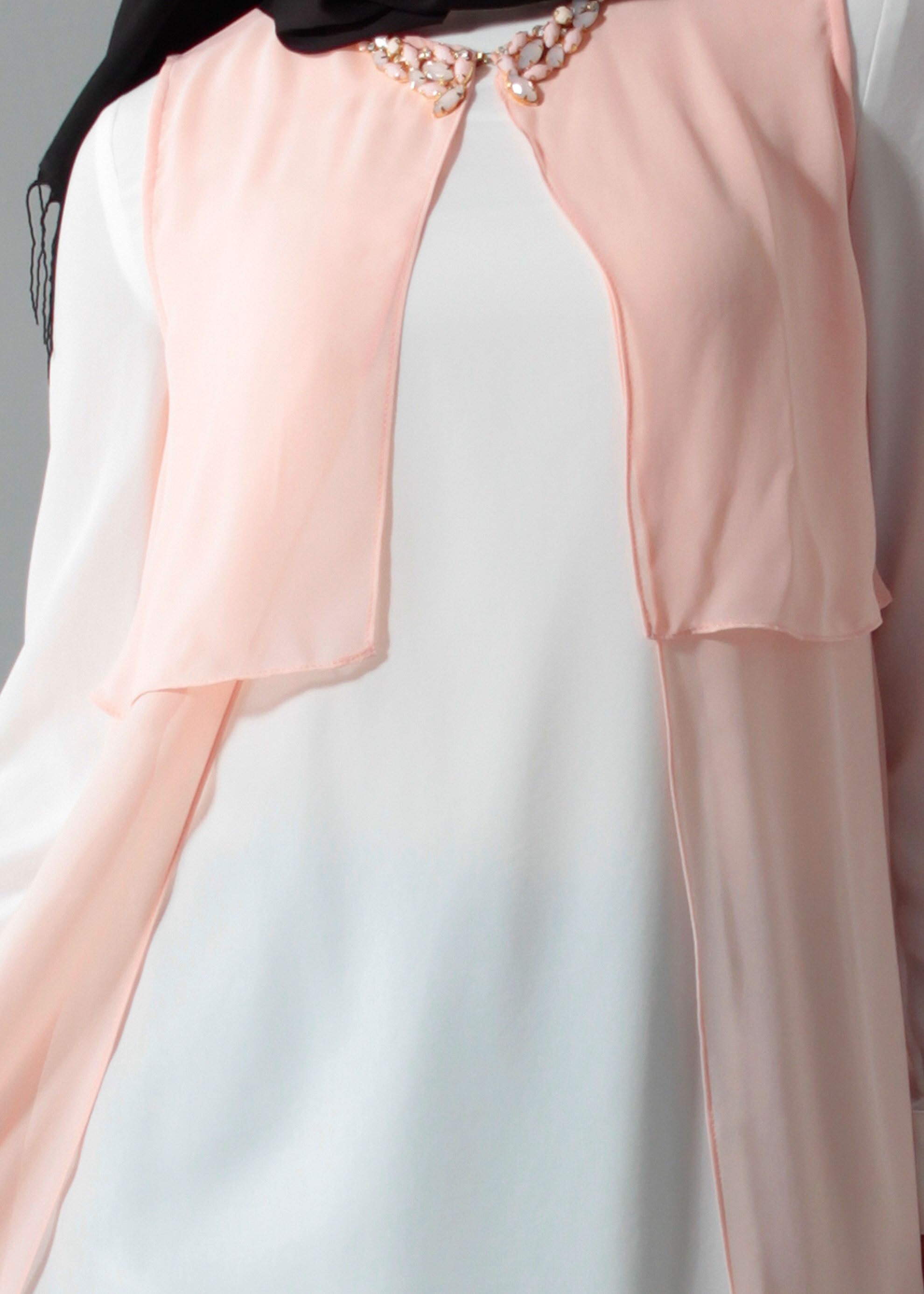 Tesettür giyim PUDRA 4635 New Multi Şifon 2&prime;li Tesettür Tunik 38/48 TEK40