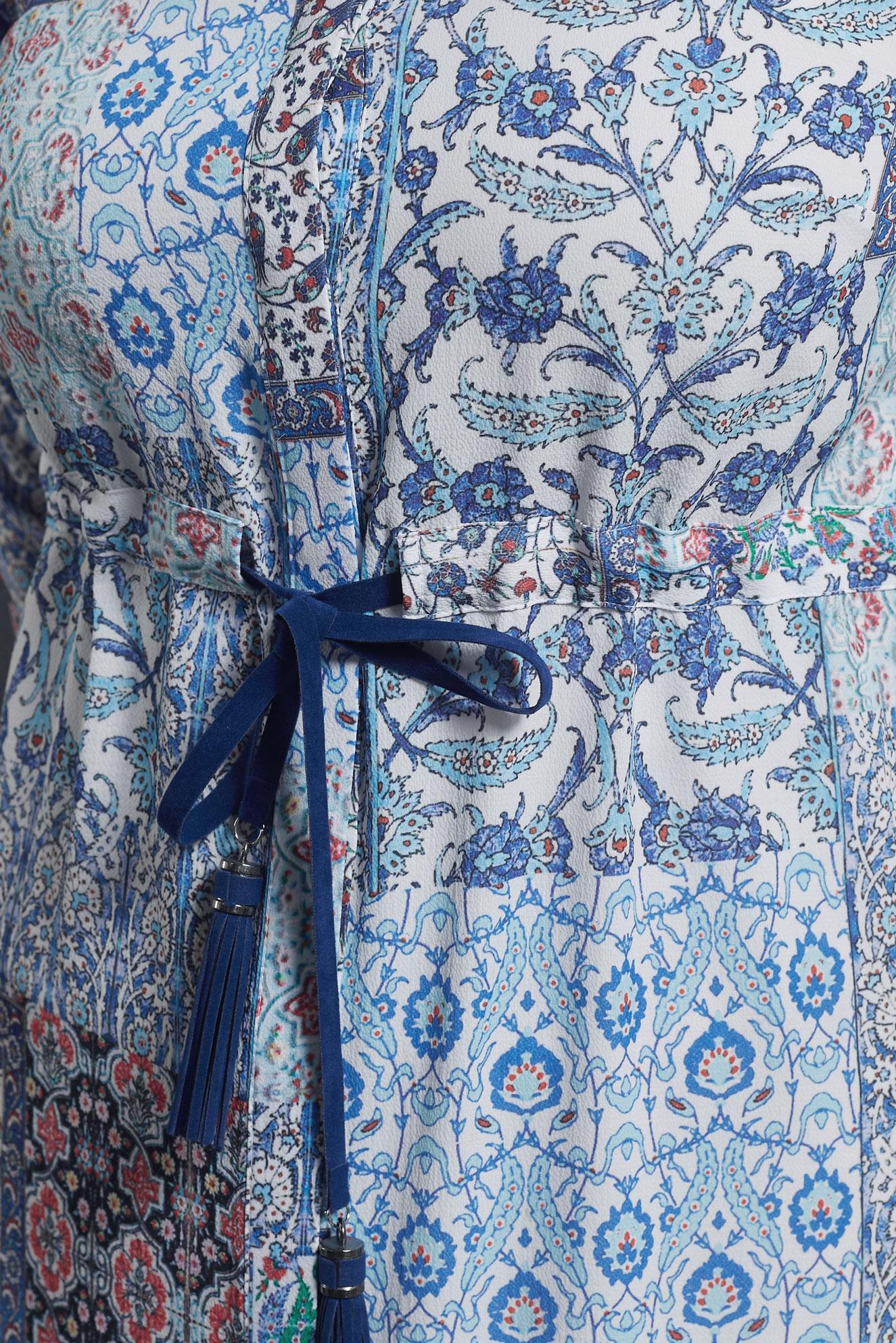 Tesettür giyim LACİVERT ETNİK DESENLİ TUNİK 4649