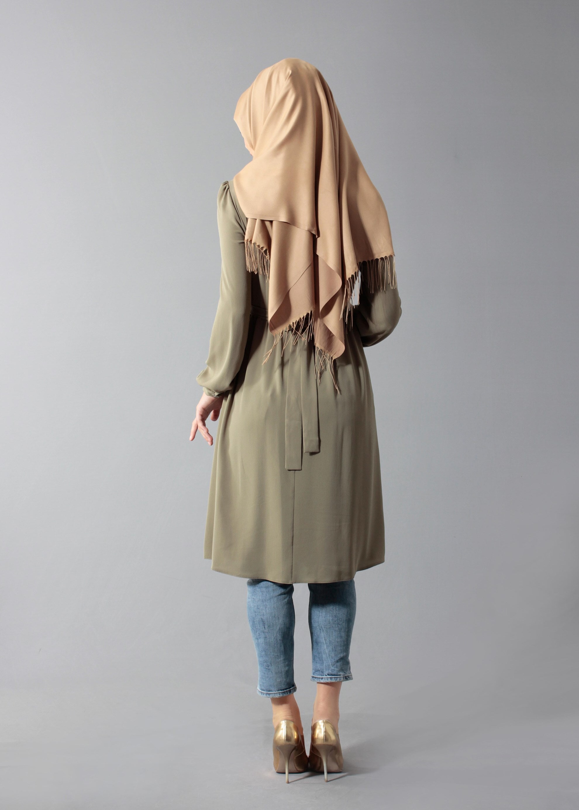 Tesettür giyim HAKİ 4661 Lima 7536 Tesettür Tunik 36/42 TEK38