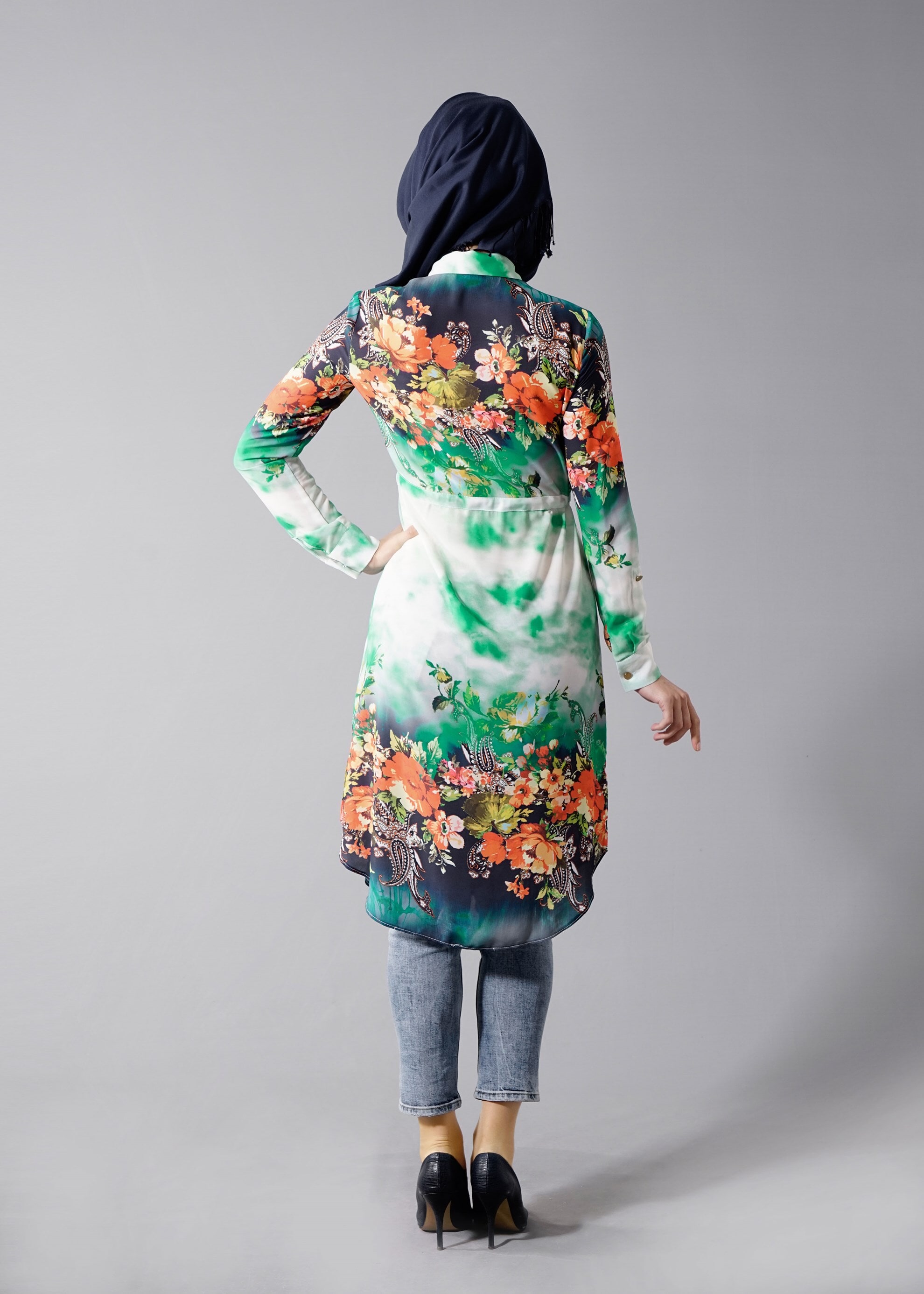 Tesettür giyim YEŞİL 4664 Queen 3115 Tesettür Tunik 38/46 TEK40