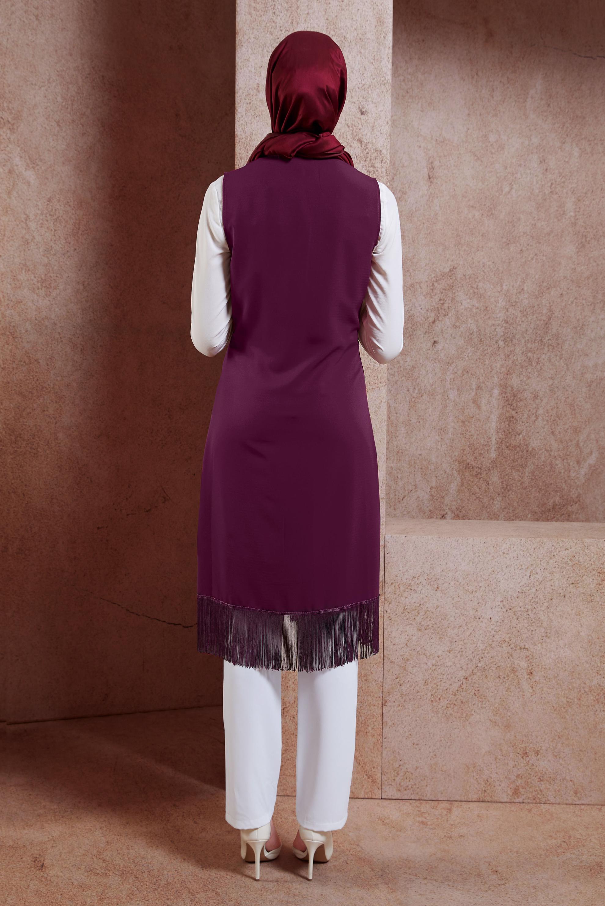 Tesettür giyim PUDRA DESENLİ YELEKLİ TUNİK 4670