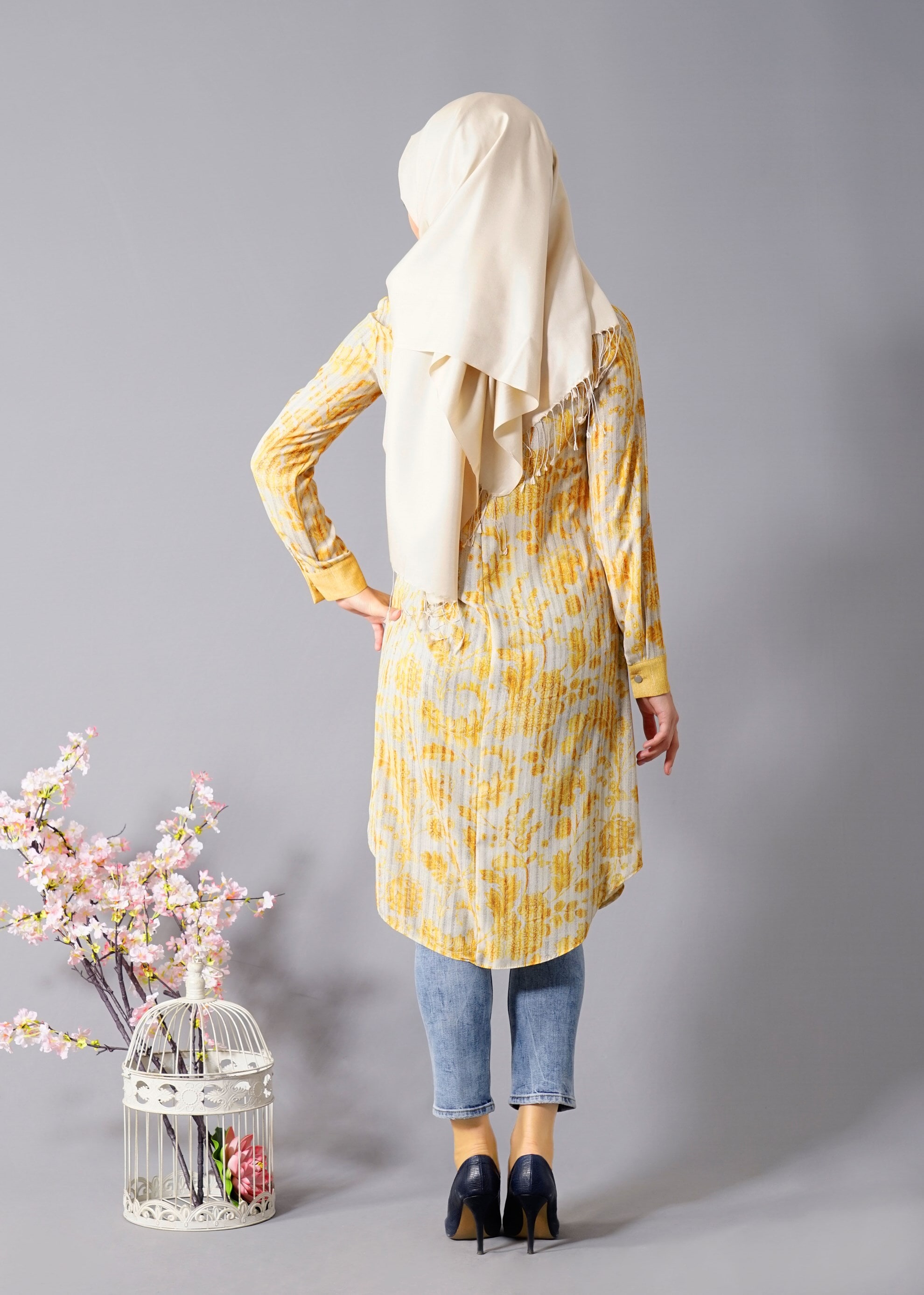 Tesettür giyim SARI 4672 Maglia 9761 Tesettür Tunik 40/48