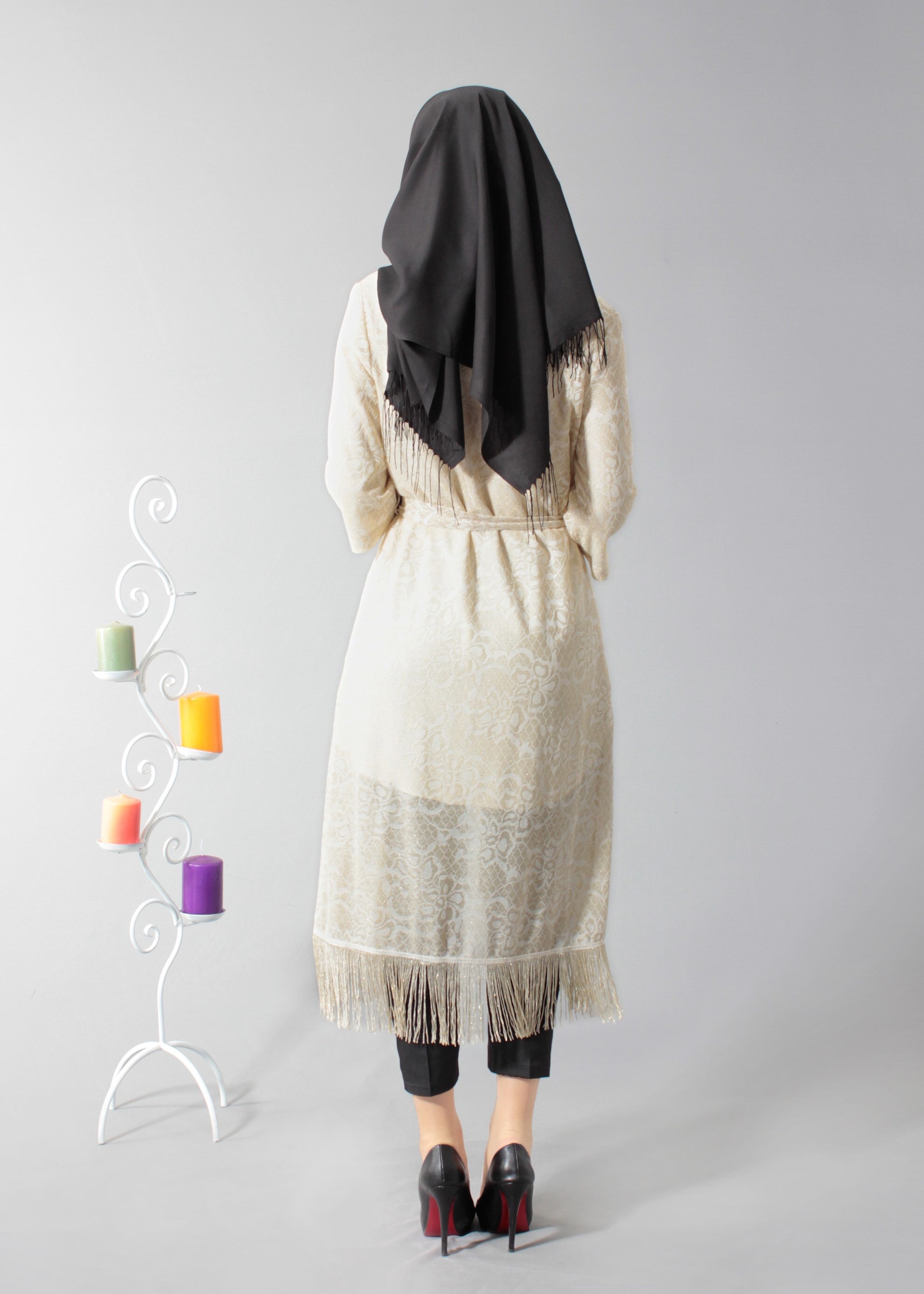 Tesettür giyim BEJ PÜSKÜLLÜ TUNİK 4676 