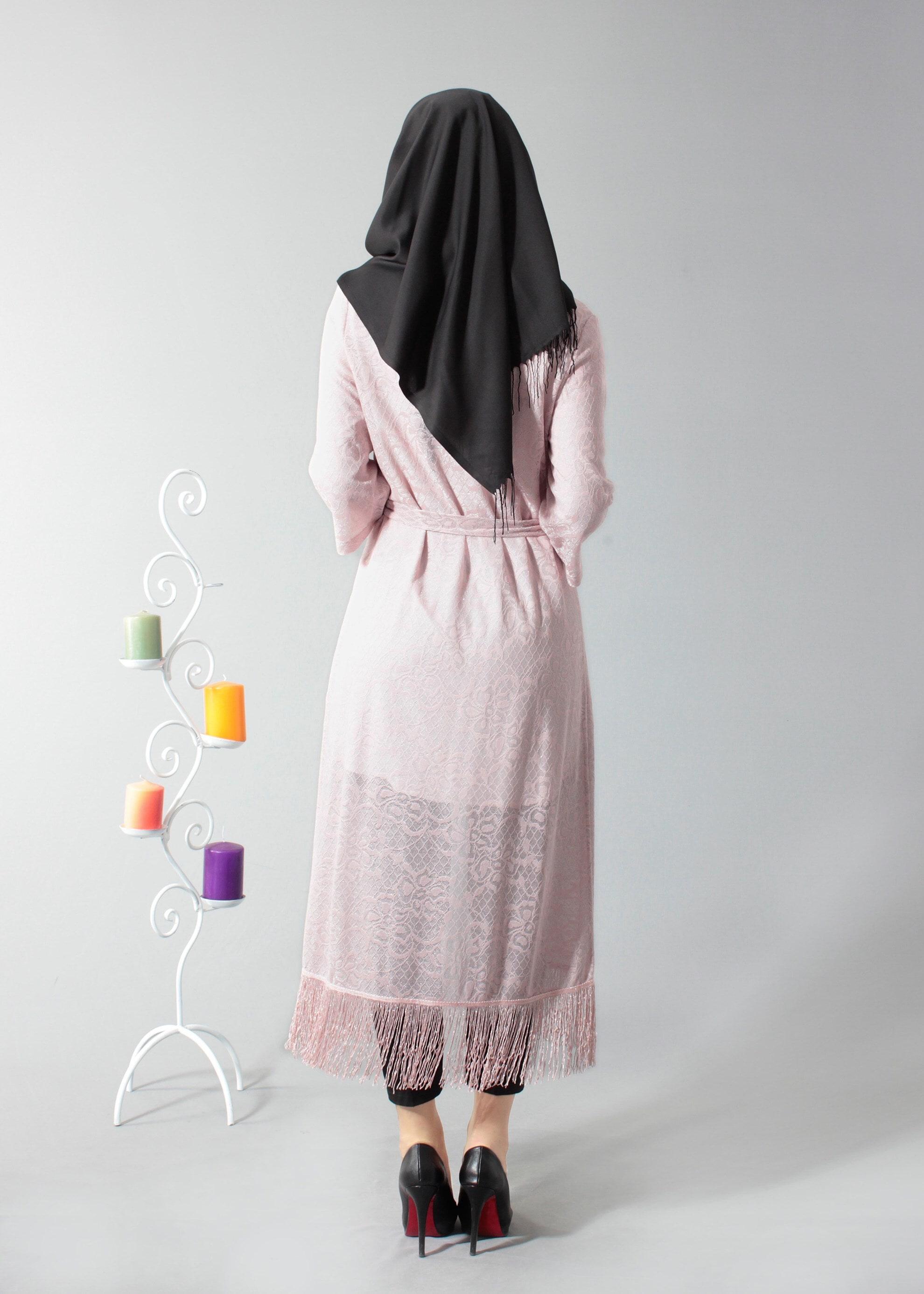 Tesettür giyim PUDRA PÜSKÜLLÜ TUNİK 4676 