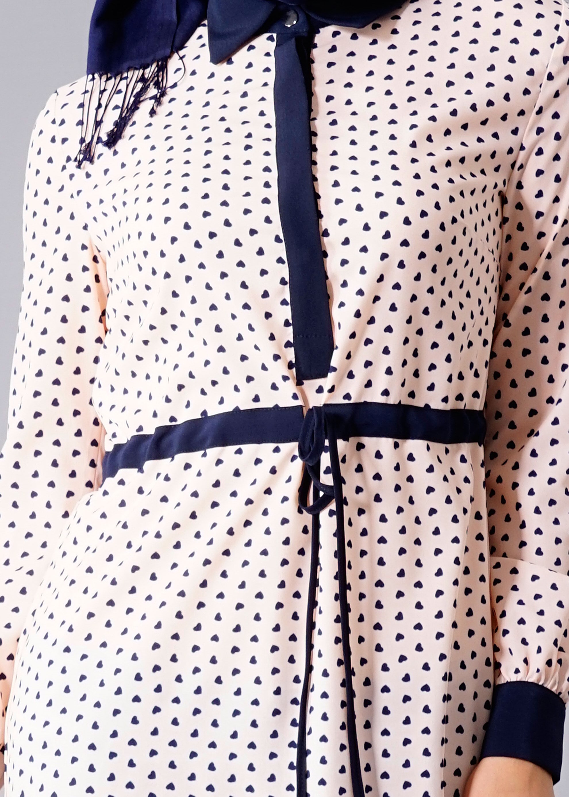 Tesettür giyim PUDRA PUANTİYELİ TUNİK  4679