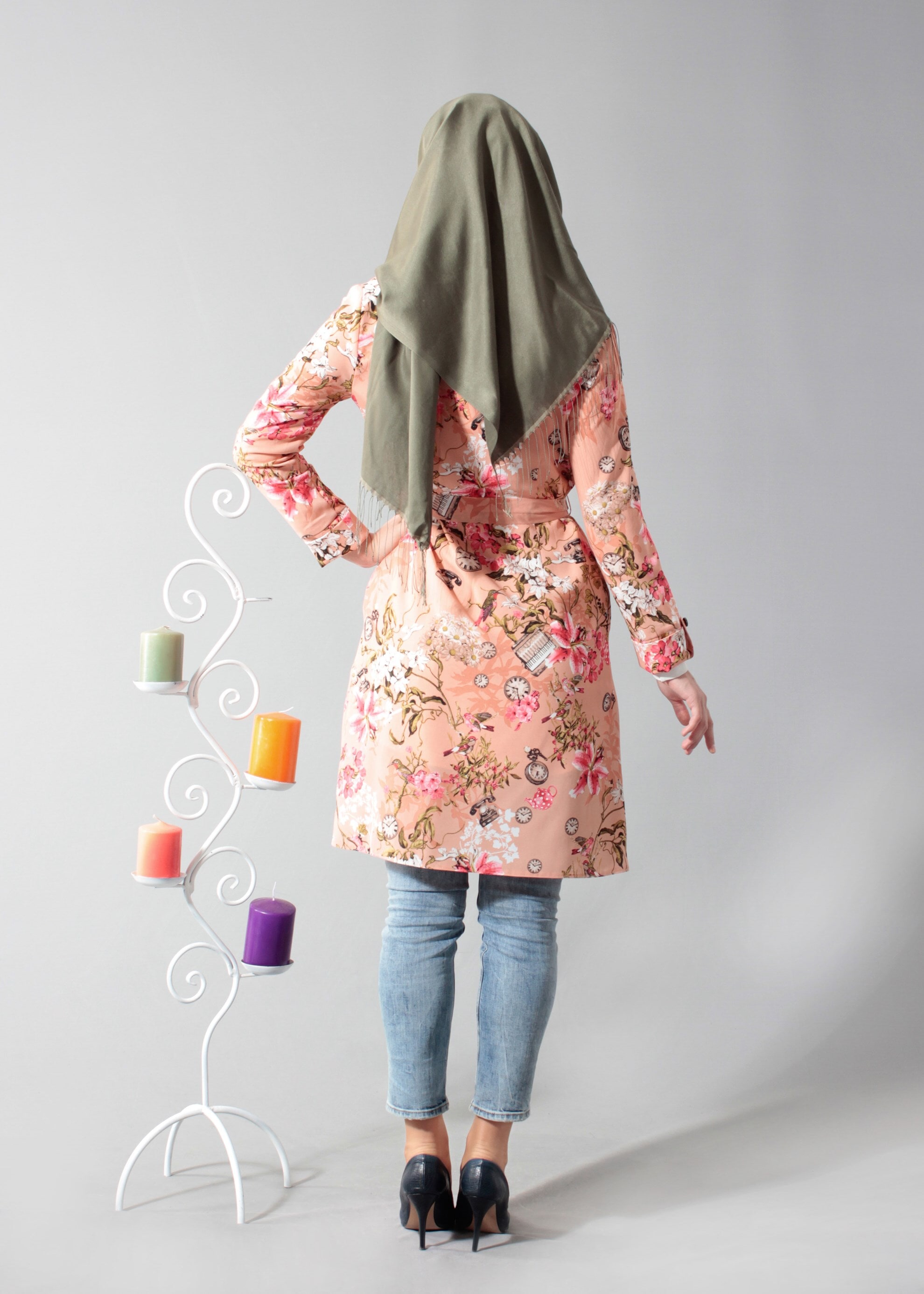 Tesettür giyim PUDRA DESENLİ TUNİK 4695 